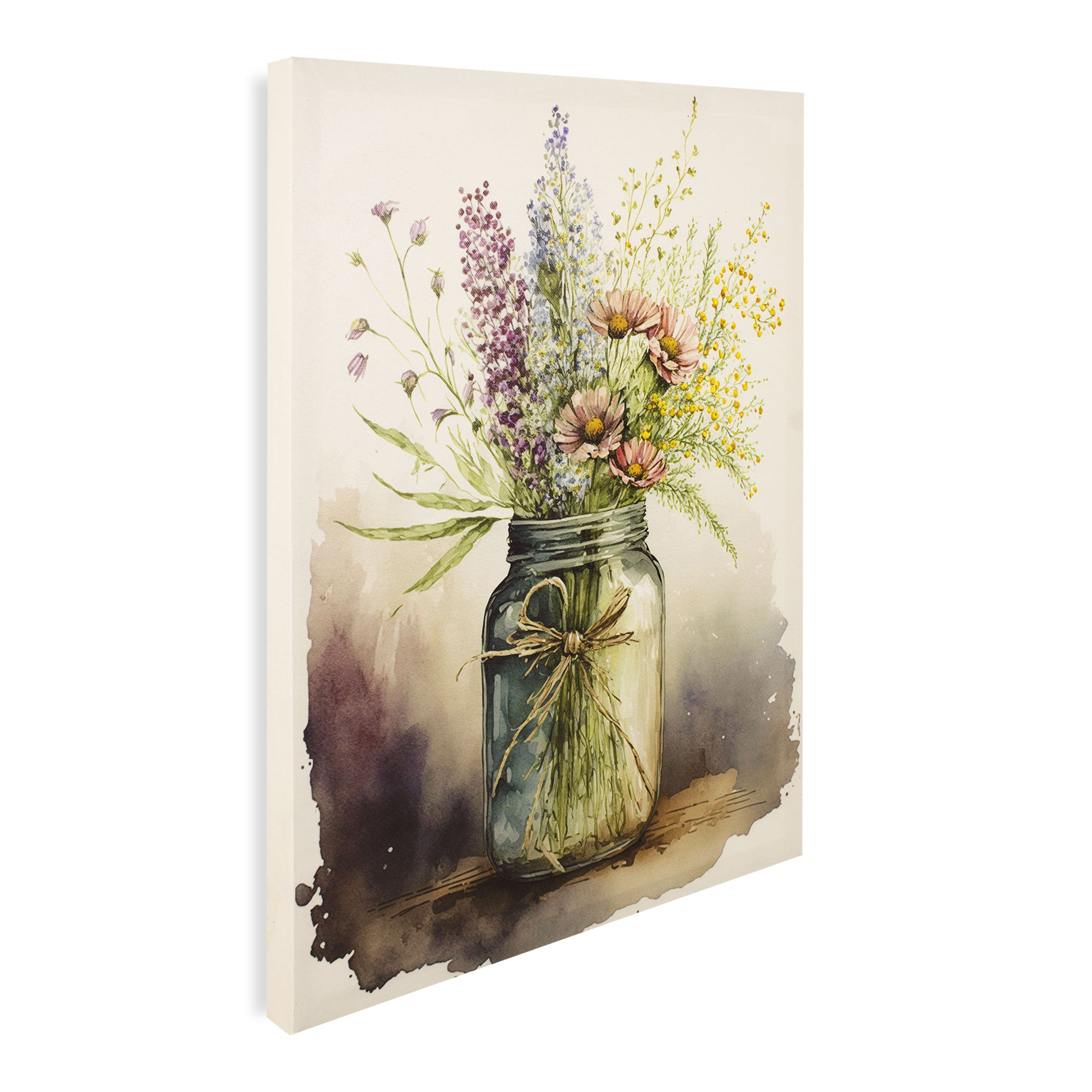 Quadro su tela decorativo Shabby Chic Nuvole di Stoffa vaso di fiori 6708