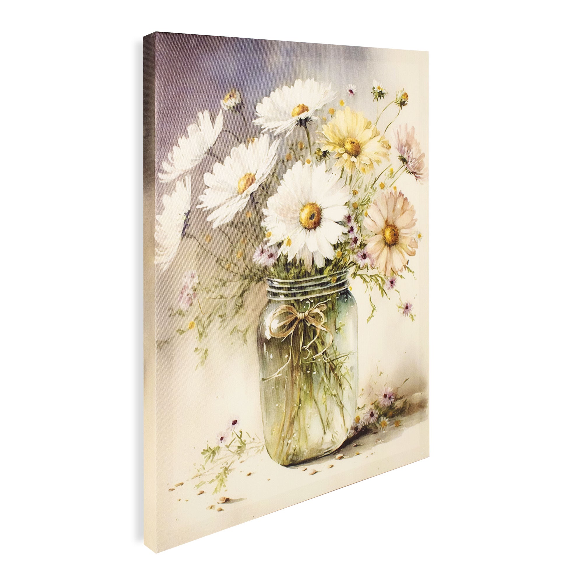 Quadro su tela decorativo Shabby Chic Nuvole di Stoffa vaso di fiori 6709