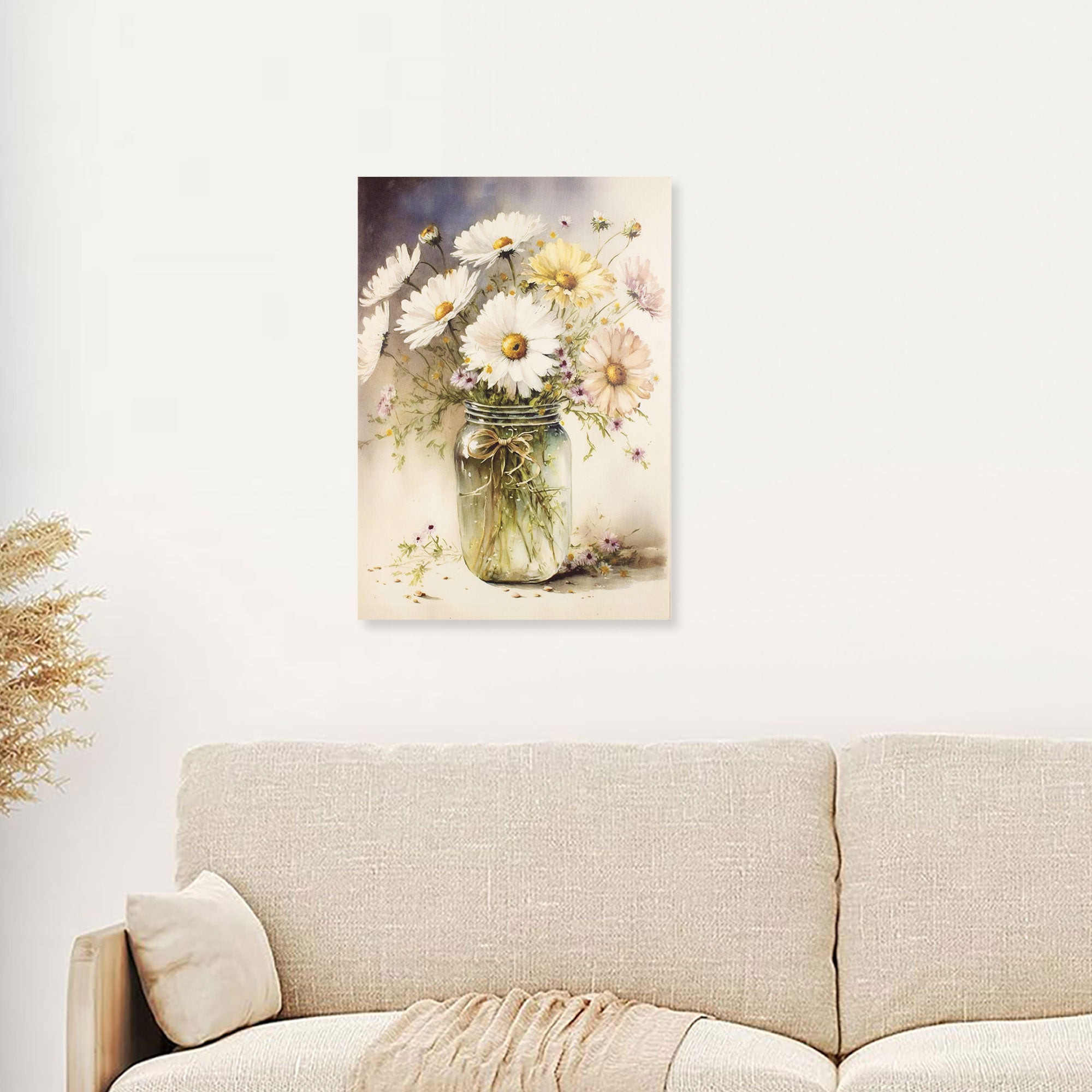 Quadro su tela decorativo Shabby Chic Nuvole di Stoffa vaso di fiori 6709