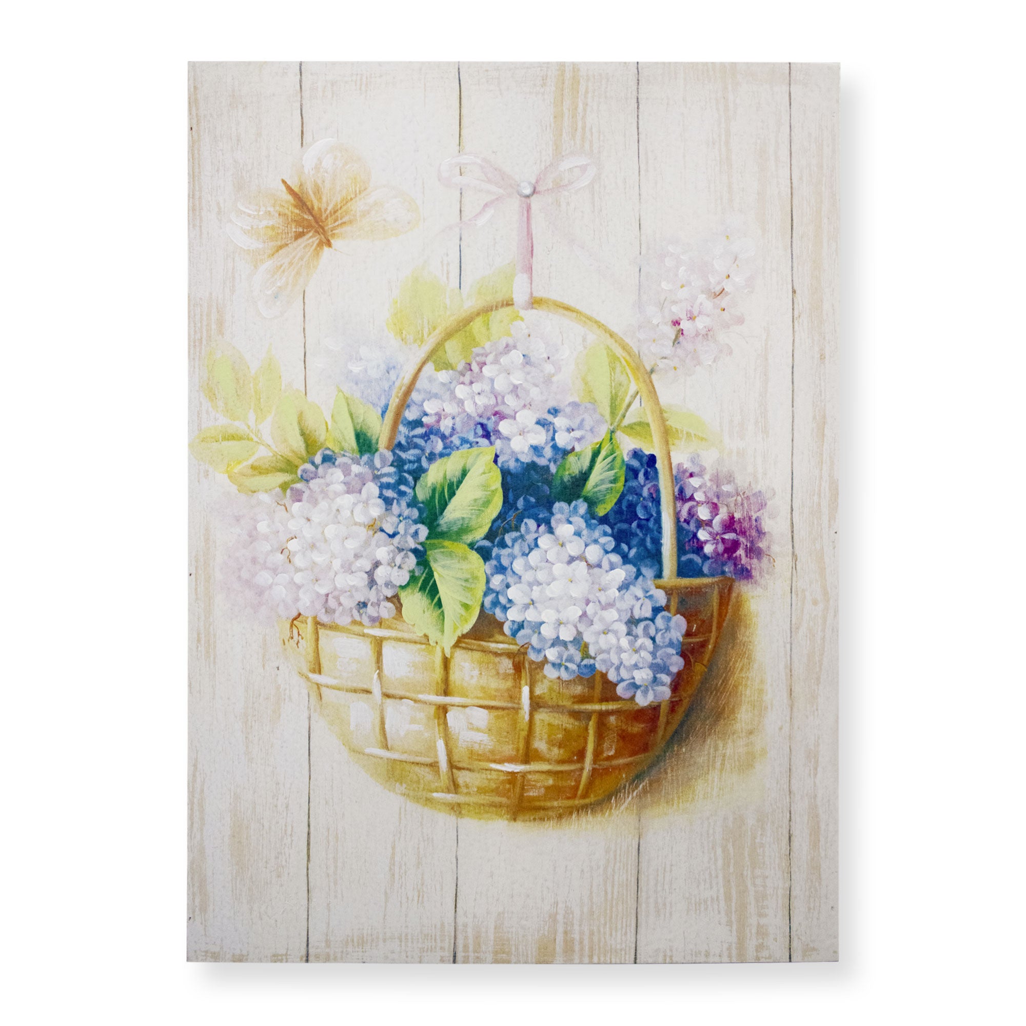 Quadro su legno decorativo Shabby Chic Nuvole di Stoffa cesto di fiori 6717