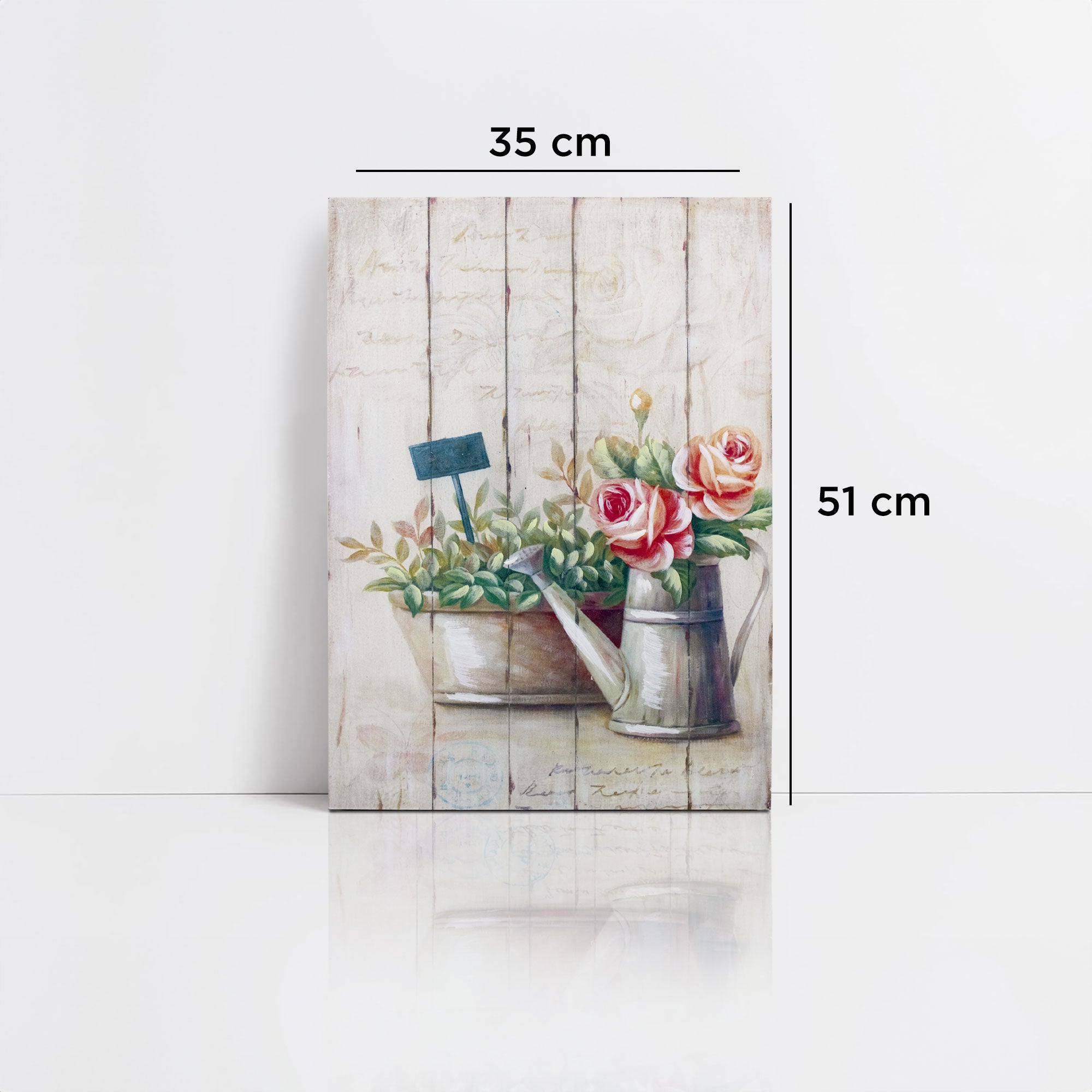 Quadro su legno decorativo Shabby Chic Nuvole di Stoffa cesto di fiori 6720