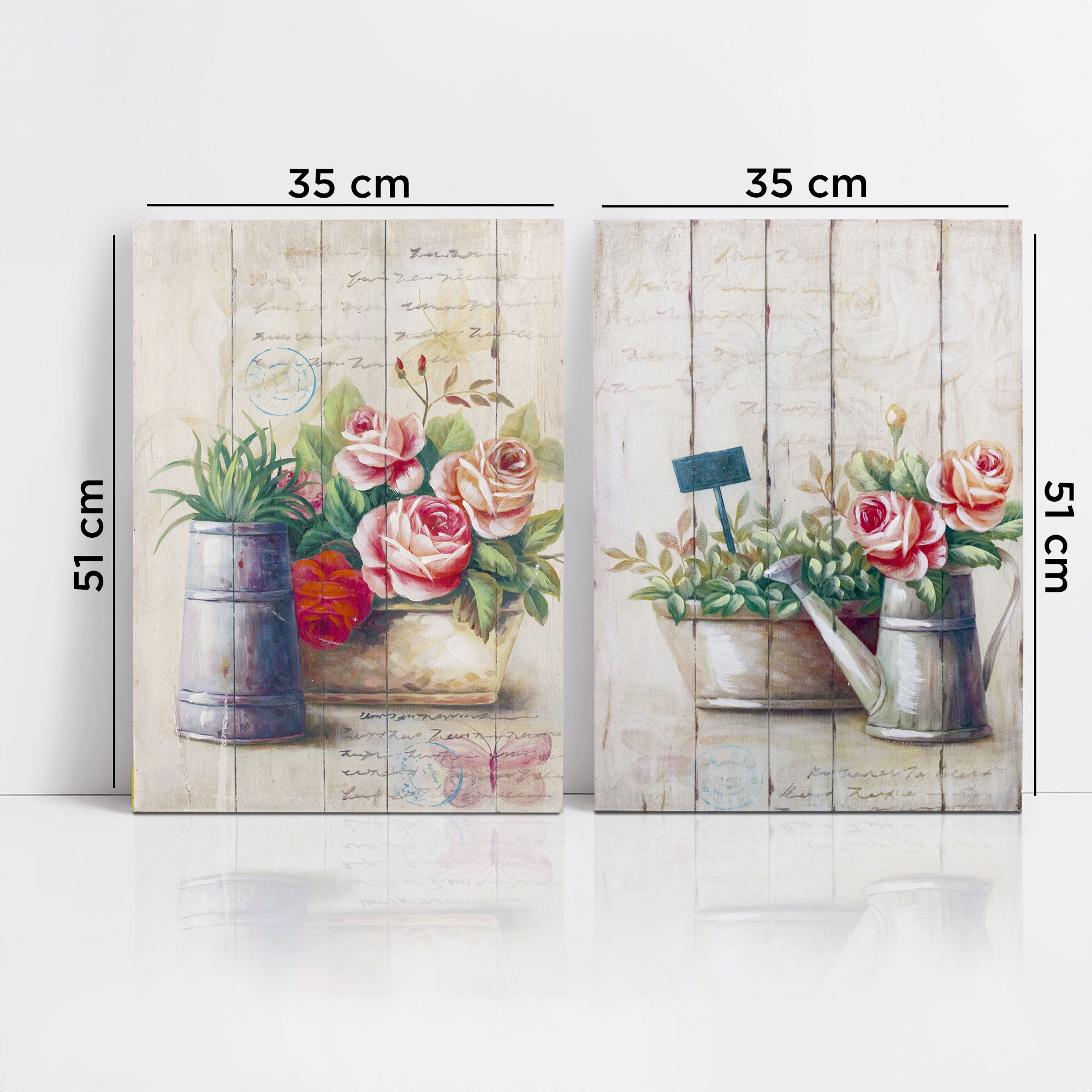 Quadri su legno decorativi Shabby Chic Nuvole di Stoffa cesti di fiori 6722