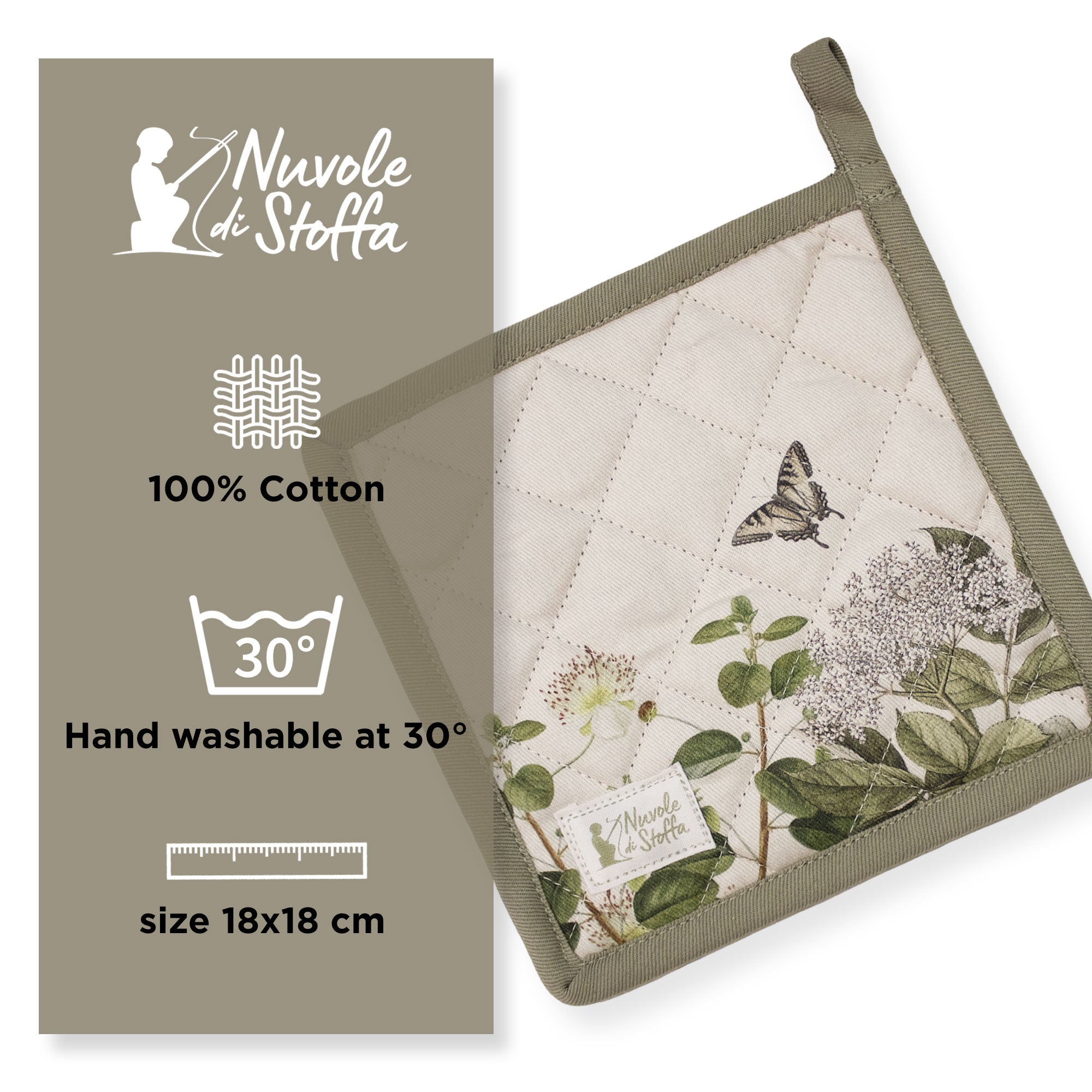 Presina da forno Nuvole di Stoffa Herbarium fiori Shabby Chic in cotone 6726