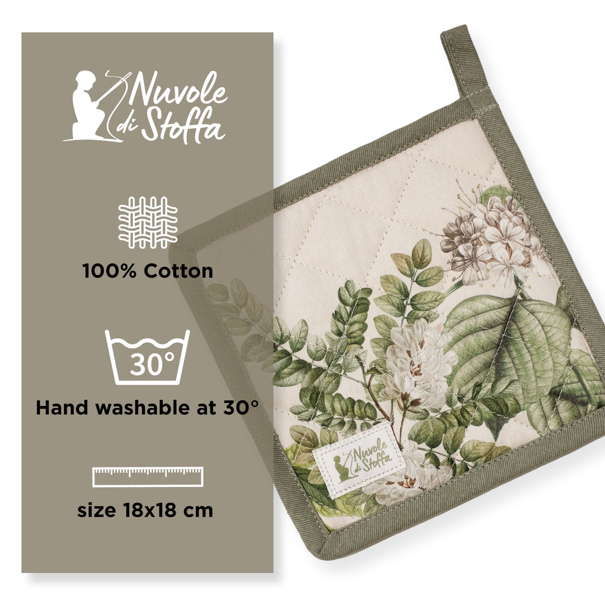 Presina da forno Nuvole di Stoffa Herbarium fiori Shabby Chic in cotone 6727