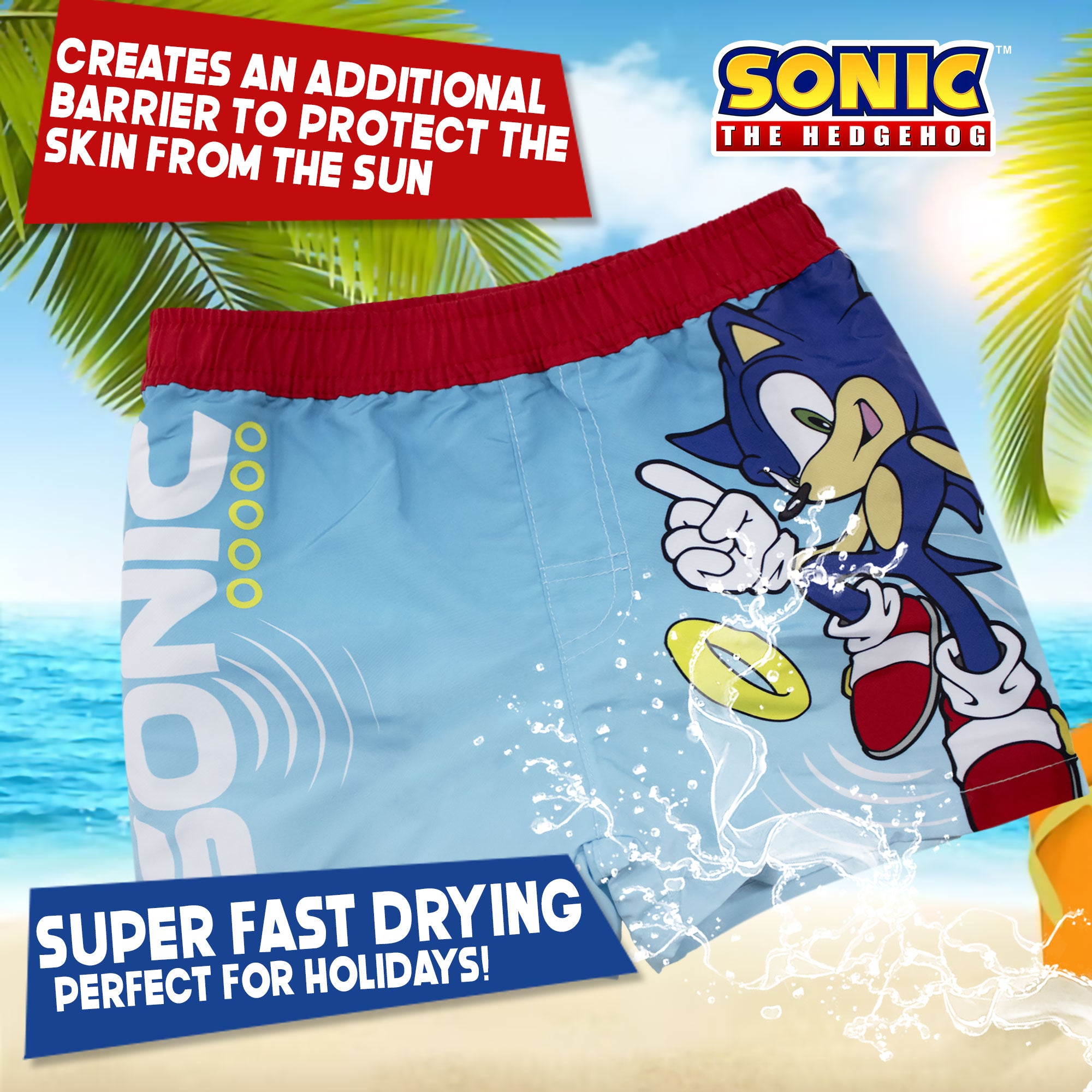 Costume da bagno per bambino Sonic The Hedgehog pantaloncino mare piscina 6738