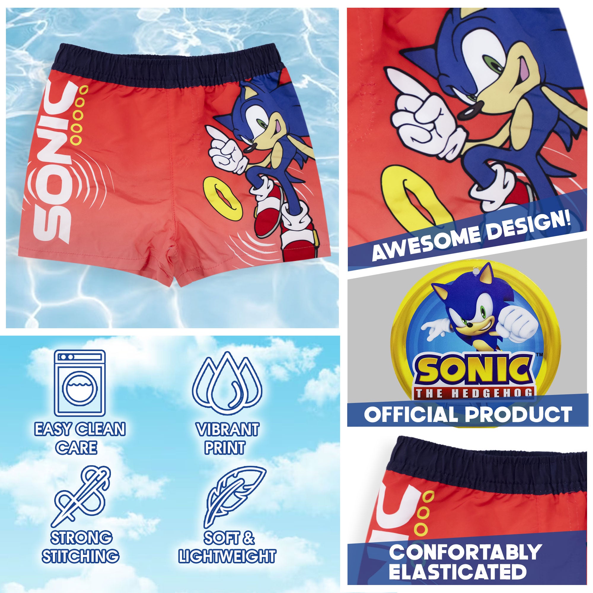 Sonic The Hedgehog Boxer-Badehose Badehose in verschiedenen Farben Sonic The Hedgehog Boxer-Badehose Badehose in verschiedenen Farben