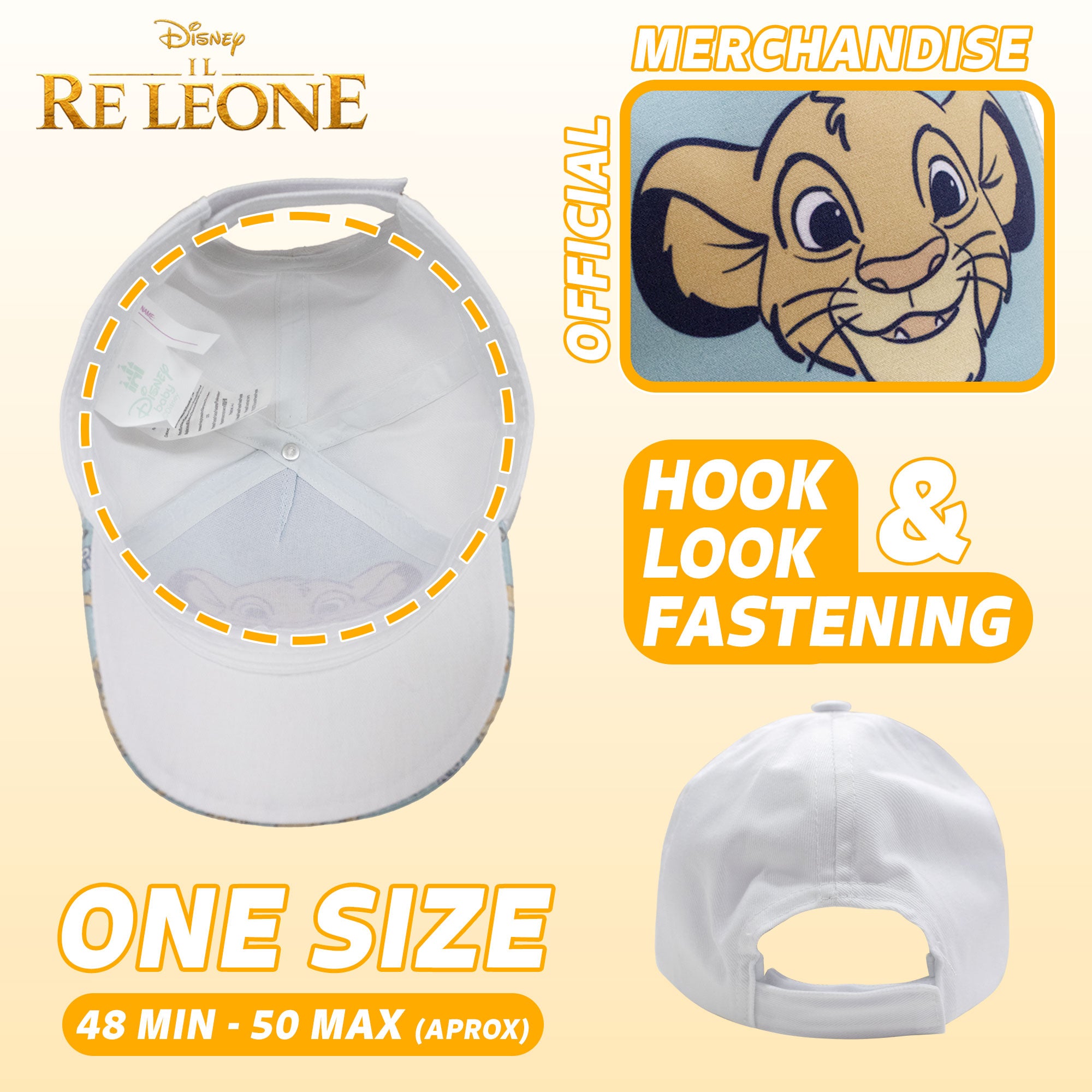 Cappellino per bambino Disney il Re Leone berretto con visiera Simba 6739