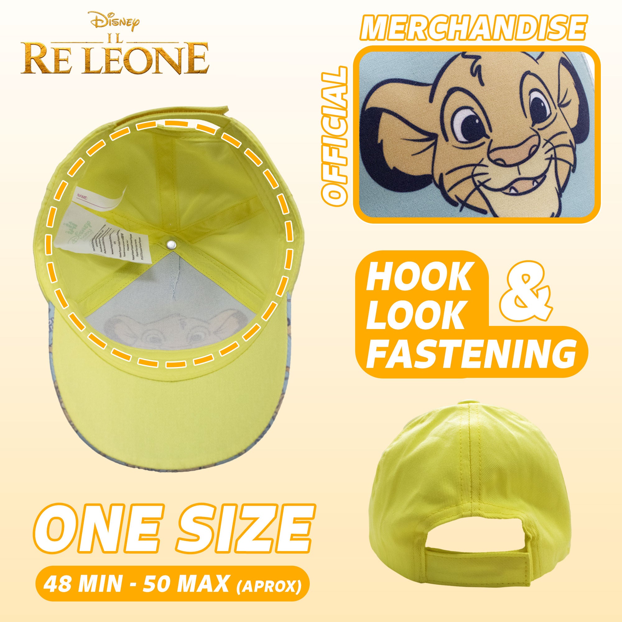 Cappellino per bambino Disney il Re Leone berretto con visiera Simba 6739