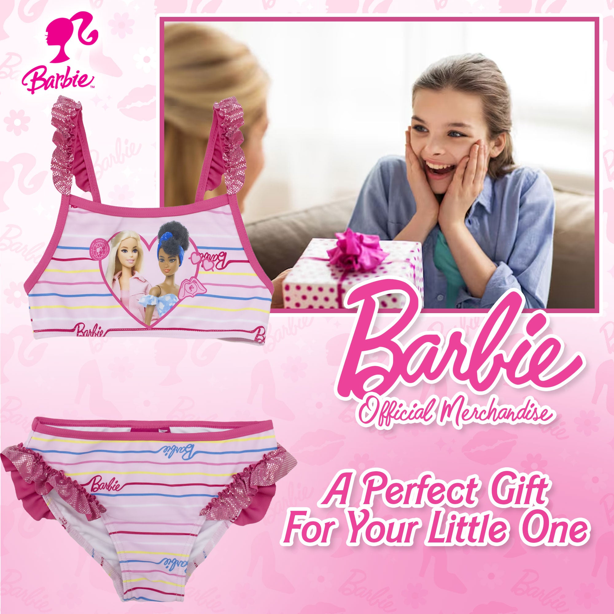 Mattel Barbie girl 2-piece bikini swimsuit with sea ruffles 6775