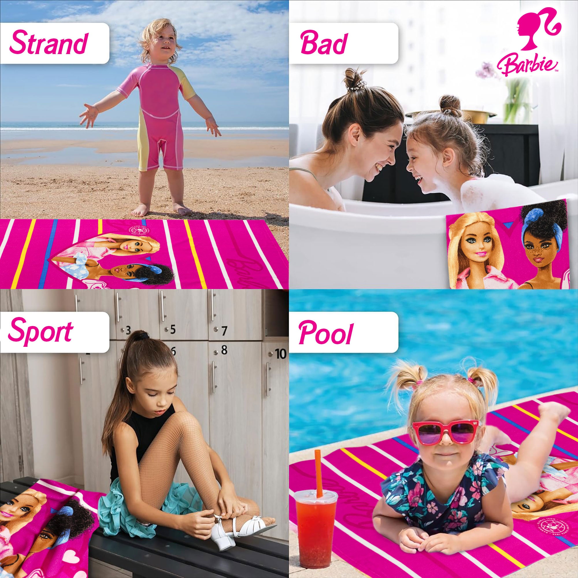 Telo mare Barbie in microspugna 70x140cm asciugamano piscina 6776