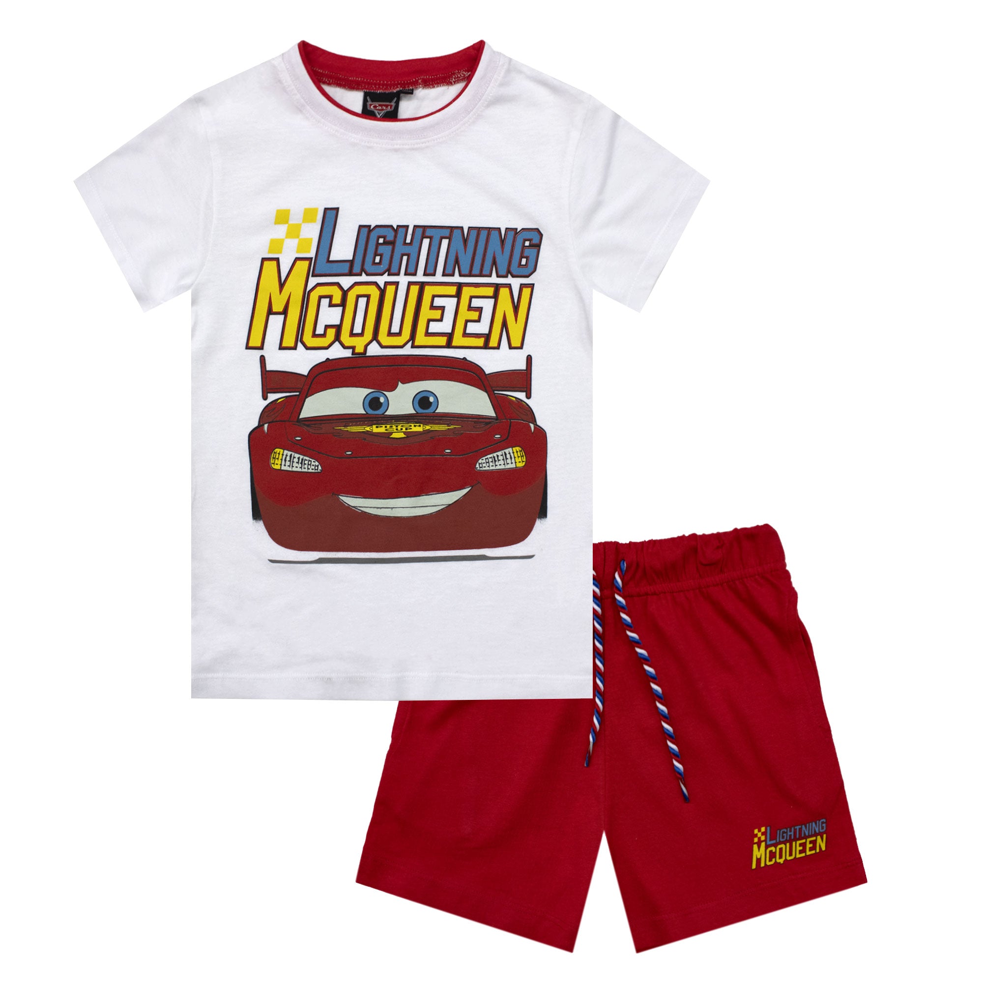 Completo bambino Disney Cars t-shirt e pantalone corto estivo in cotone 6782