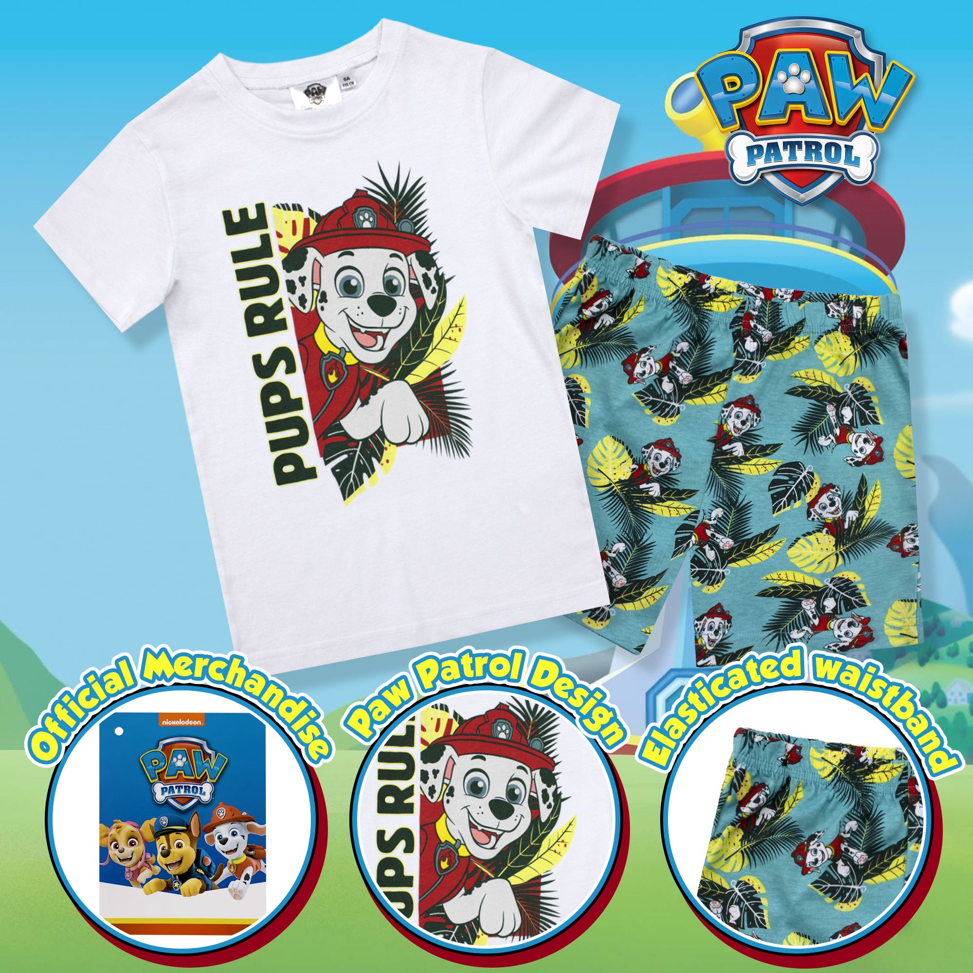 Pigiama bambino Paw Patrol t-shirt e pantalone corto estivo cotone 6784