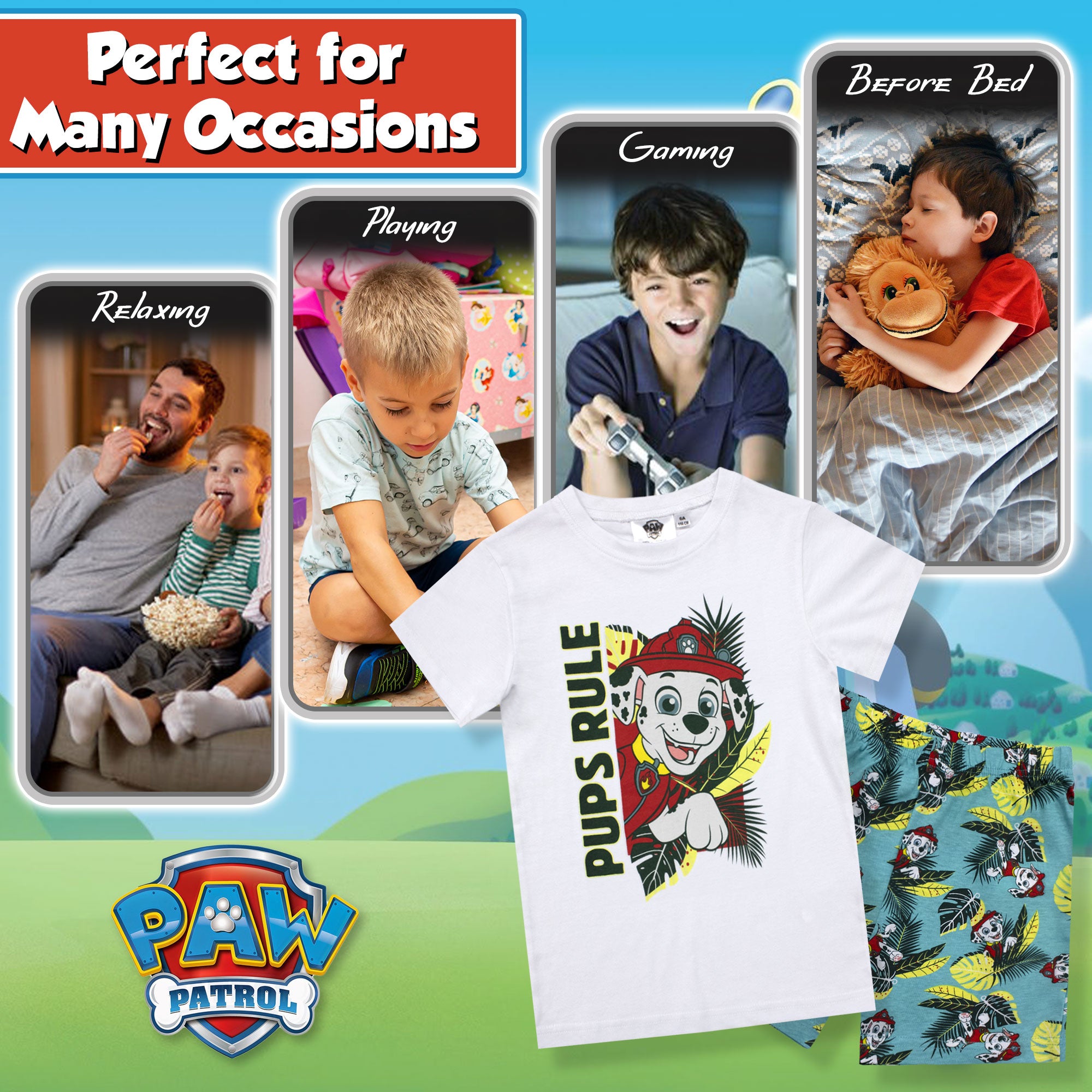 Pigiama bambino Paw Patrol t-shirt e pantalone corto estivo cotone 6784