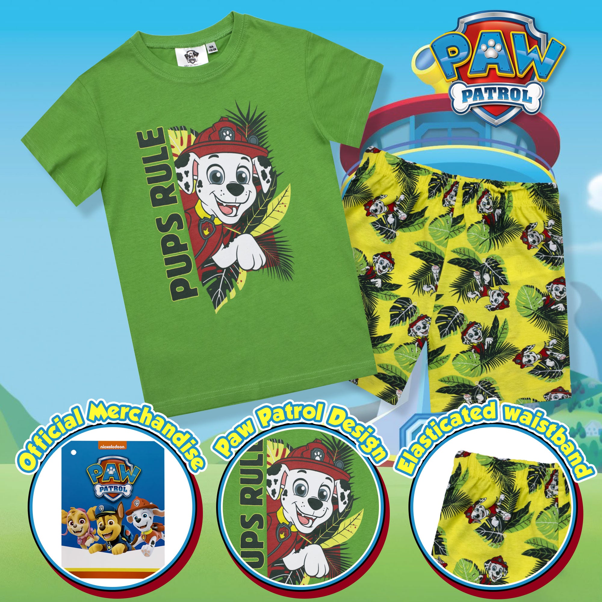 Pigiama bambino Paw Patrol t-shirt e pantalone corto estivo cotone 6784