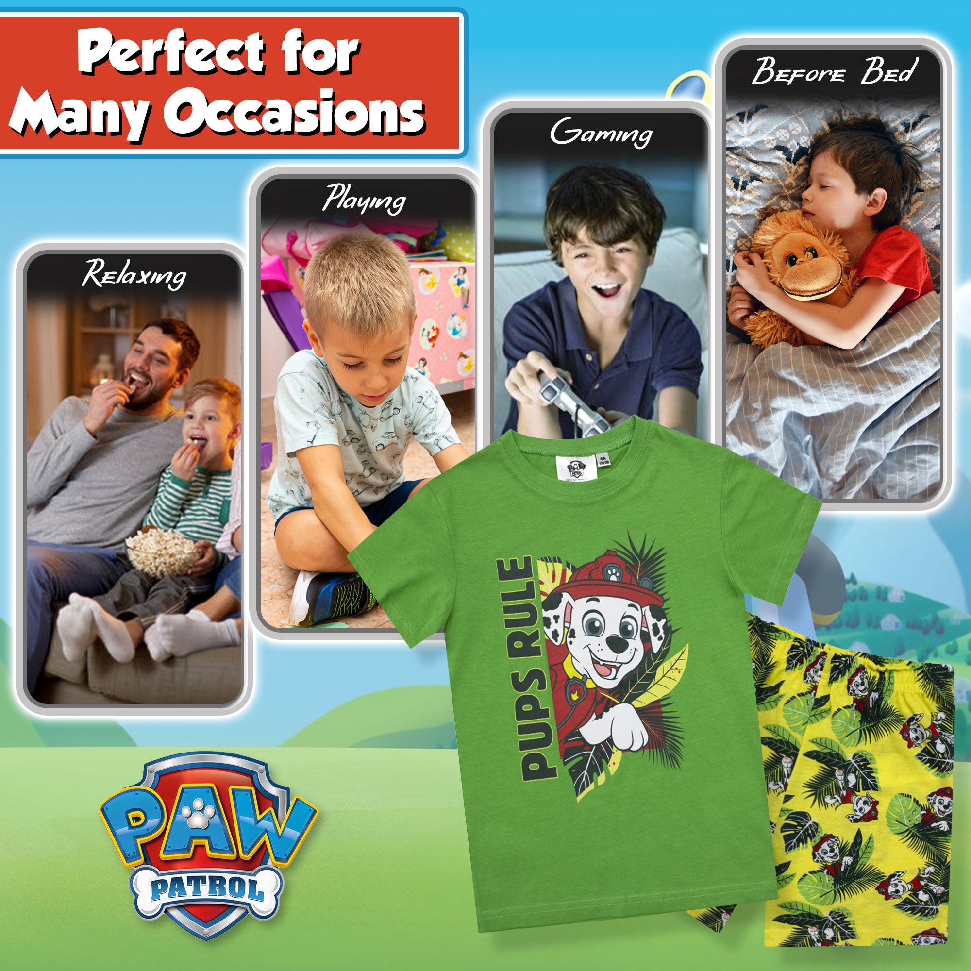 Pigiama bambino Paw Patrol t-shirt e pantalone corto estivo cotone 6784