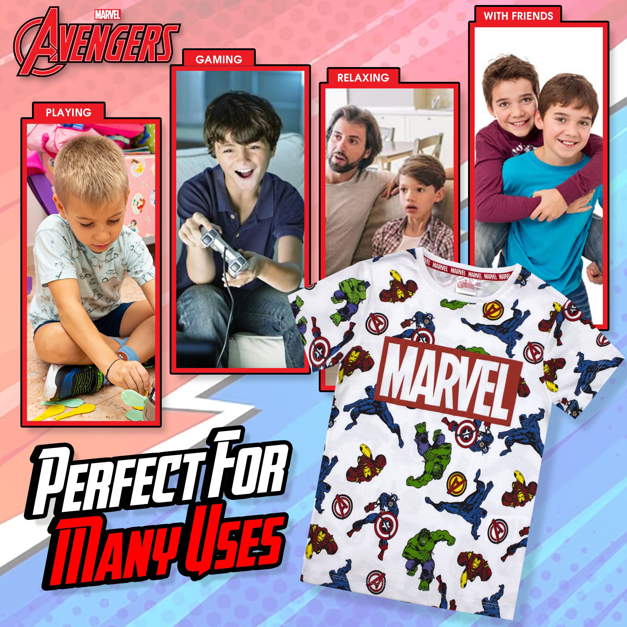 T-shirt Marvel Avengers maglia bambino mezze maniche in cotone 6785