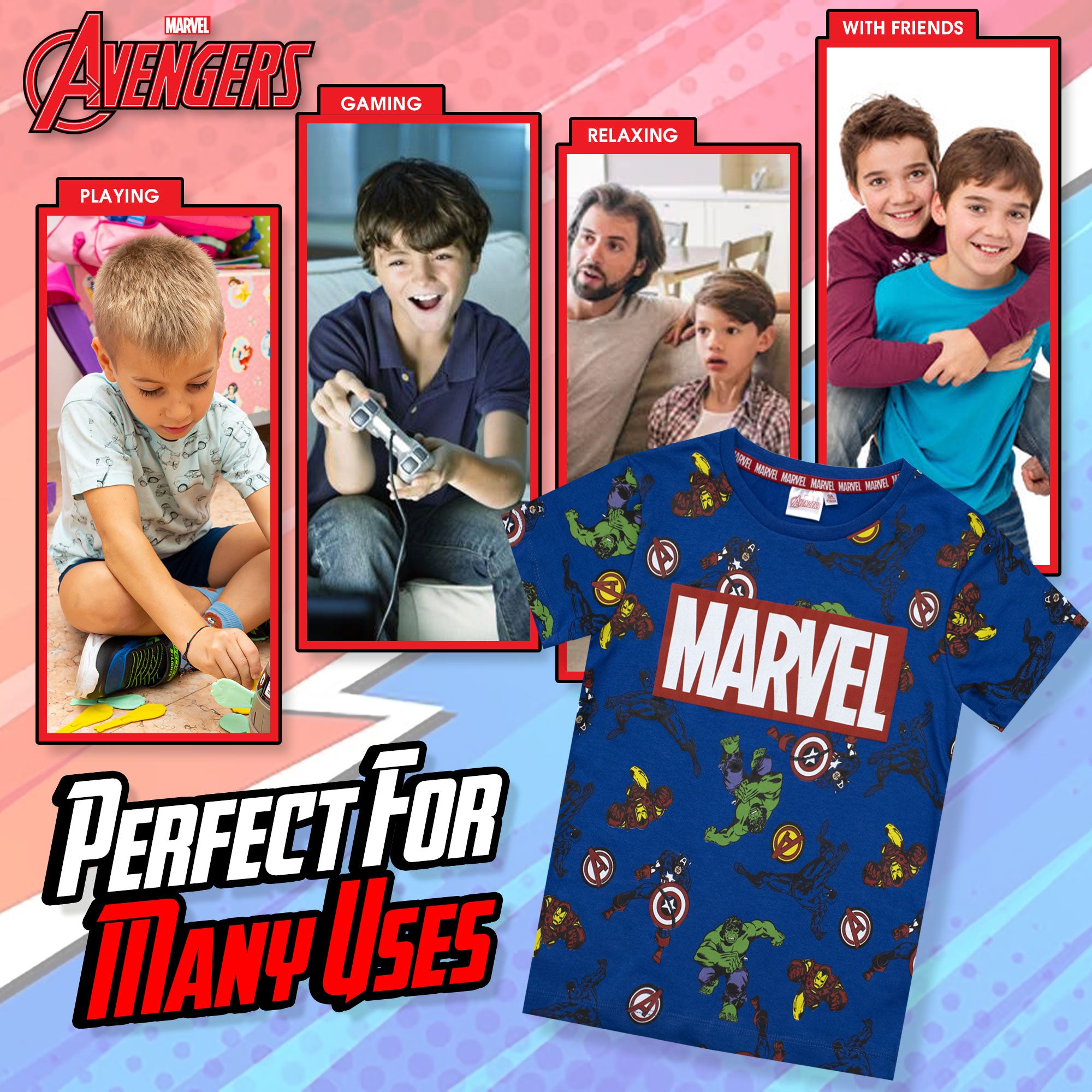T-shirt Marvel Avengers maglia bambino mezze maniche in cotone 6785