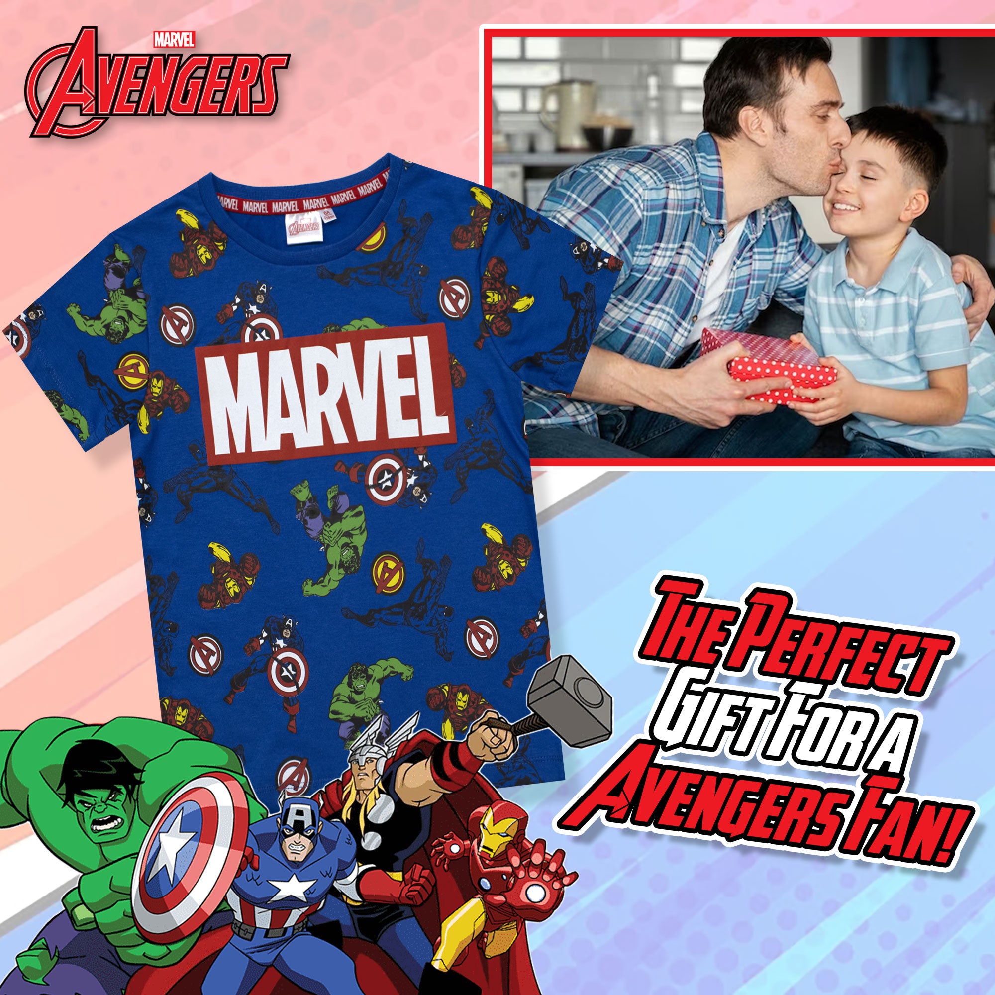 T-shirt Marvel Avengers maglia bambino mezze maniche in cotone 6785