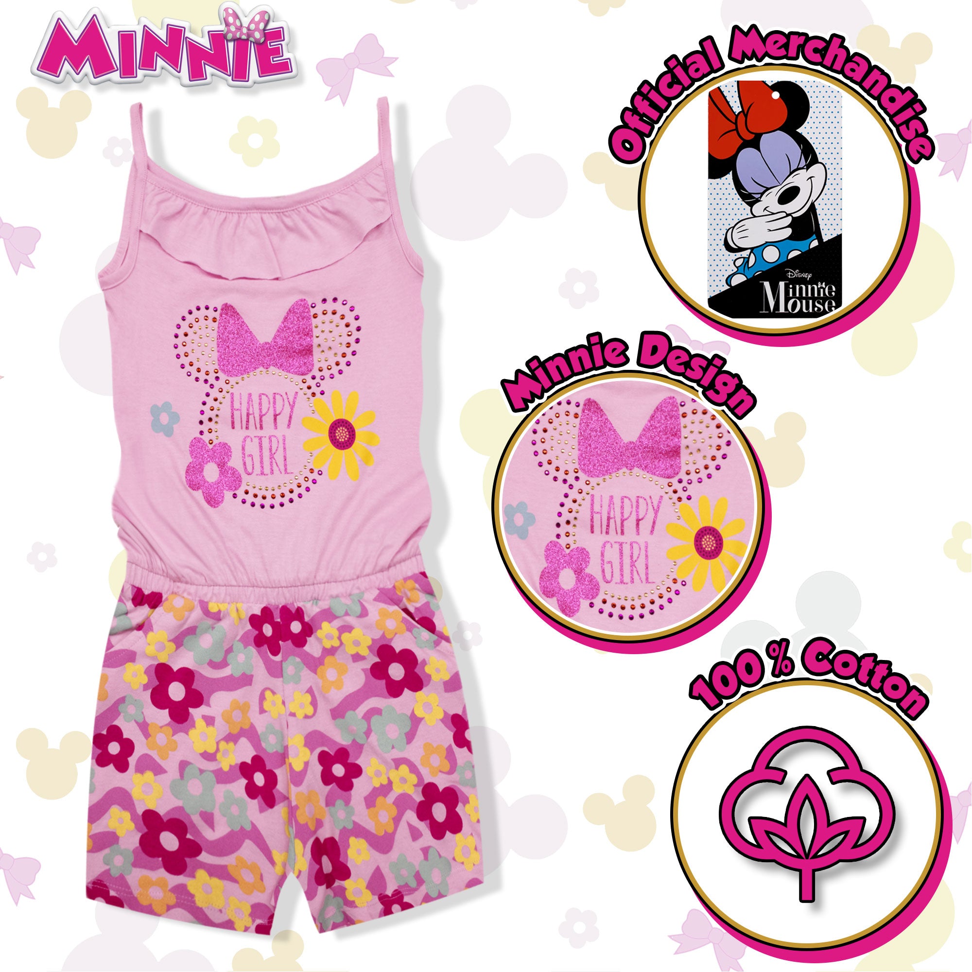 Abito bambina Disney Minnie Mouse vestitino stampato in cotone 6787