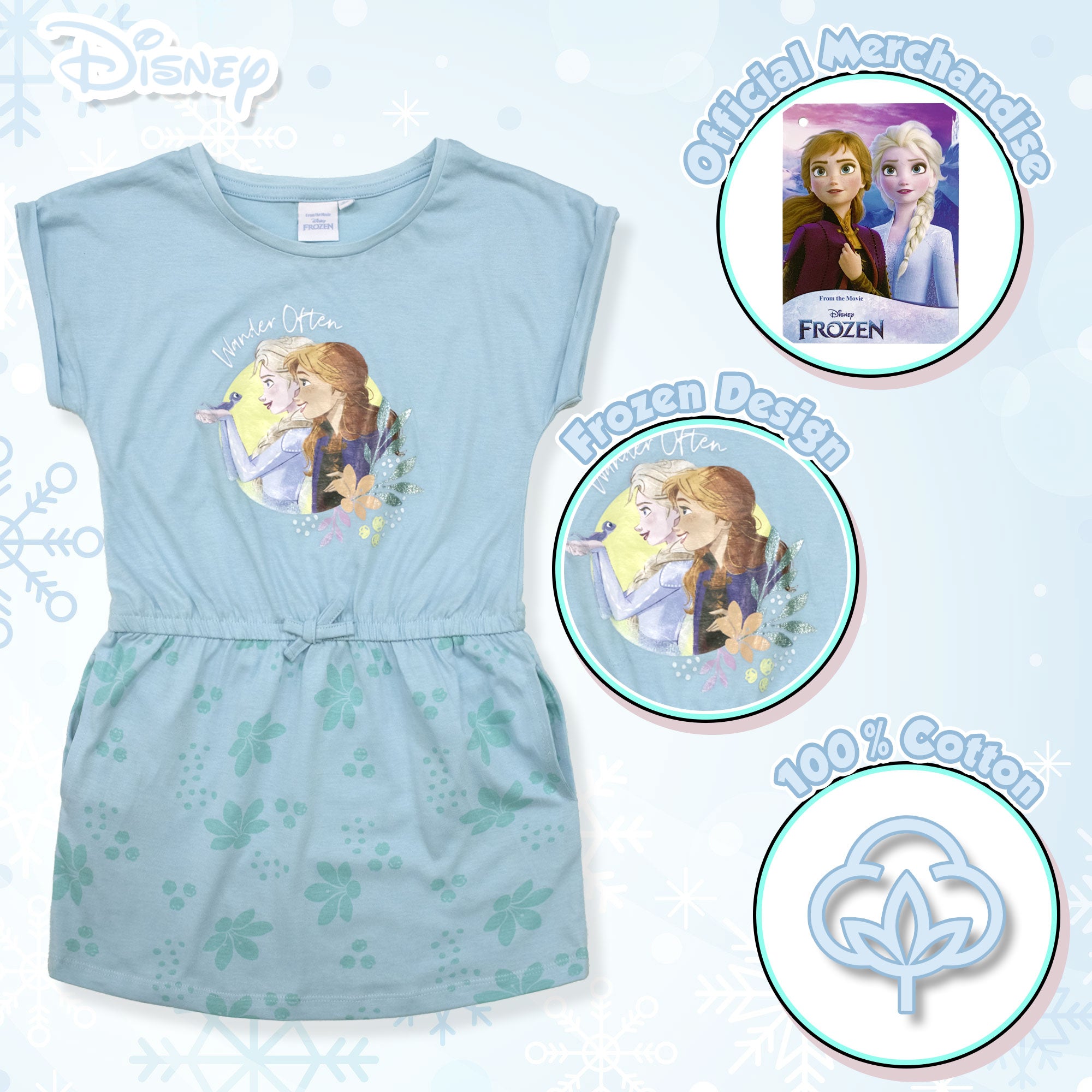 Abito bambina Disney Frozen vestitino Anna e Elsa in cotone 6790