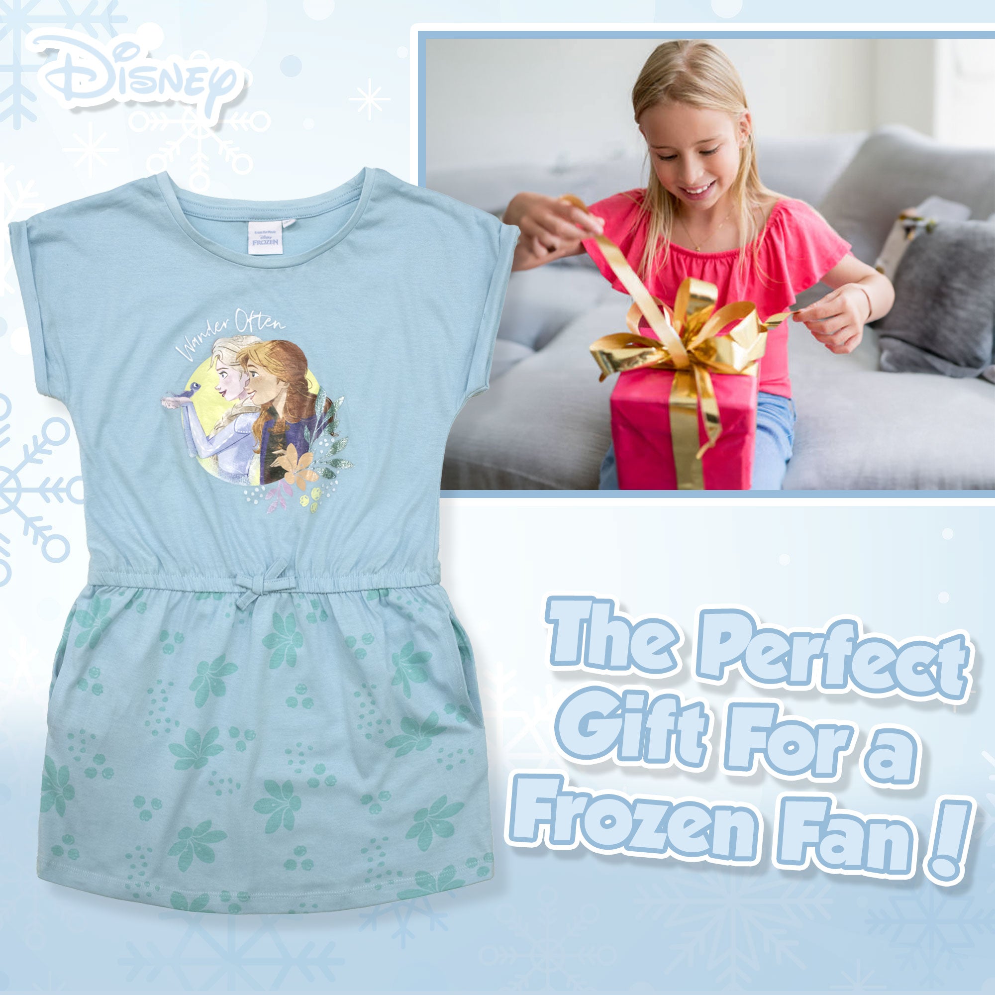 Abito bambina Disney Frozen vestitino Anna e Elsa in cotone 6790