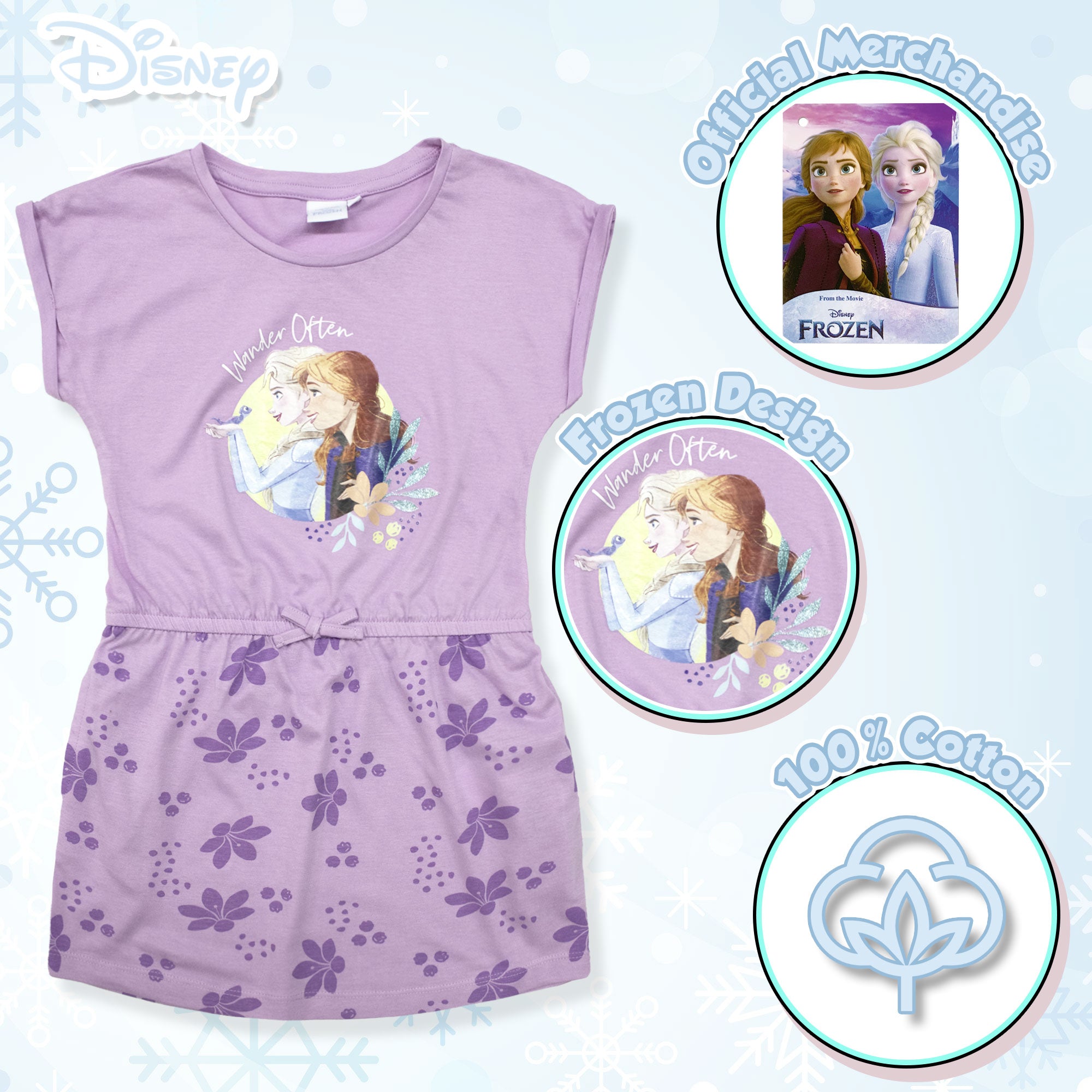 Abito bambina Disney Frozen vestitino Anna e Elsa in cotone 6790