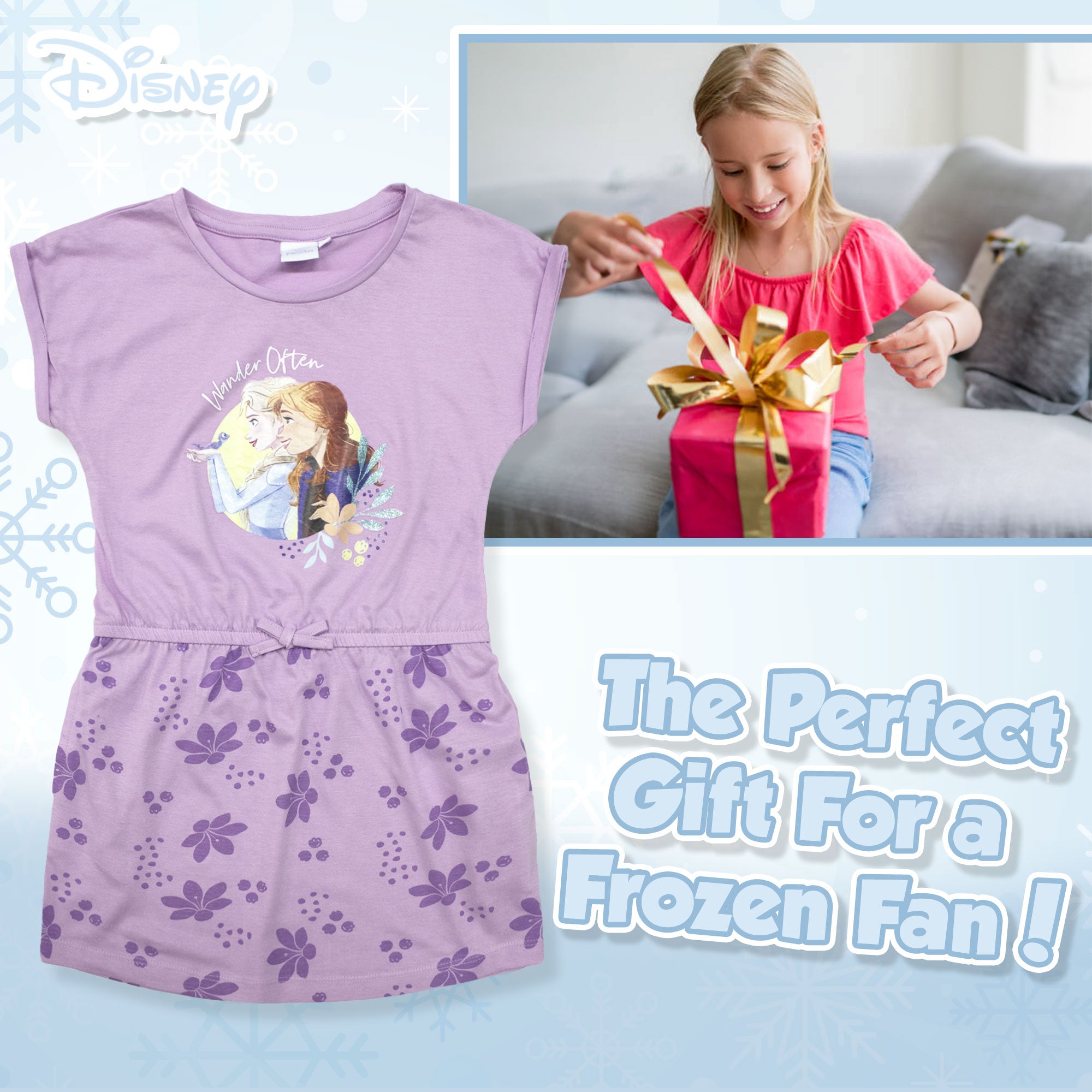 Abito bambina Disney Frozen vestitino Anna e Elsa in cotone 6790