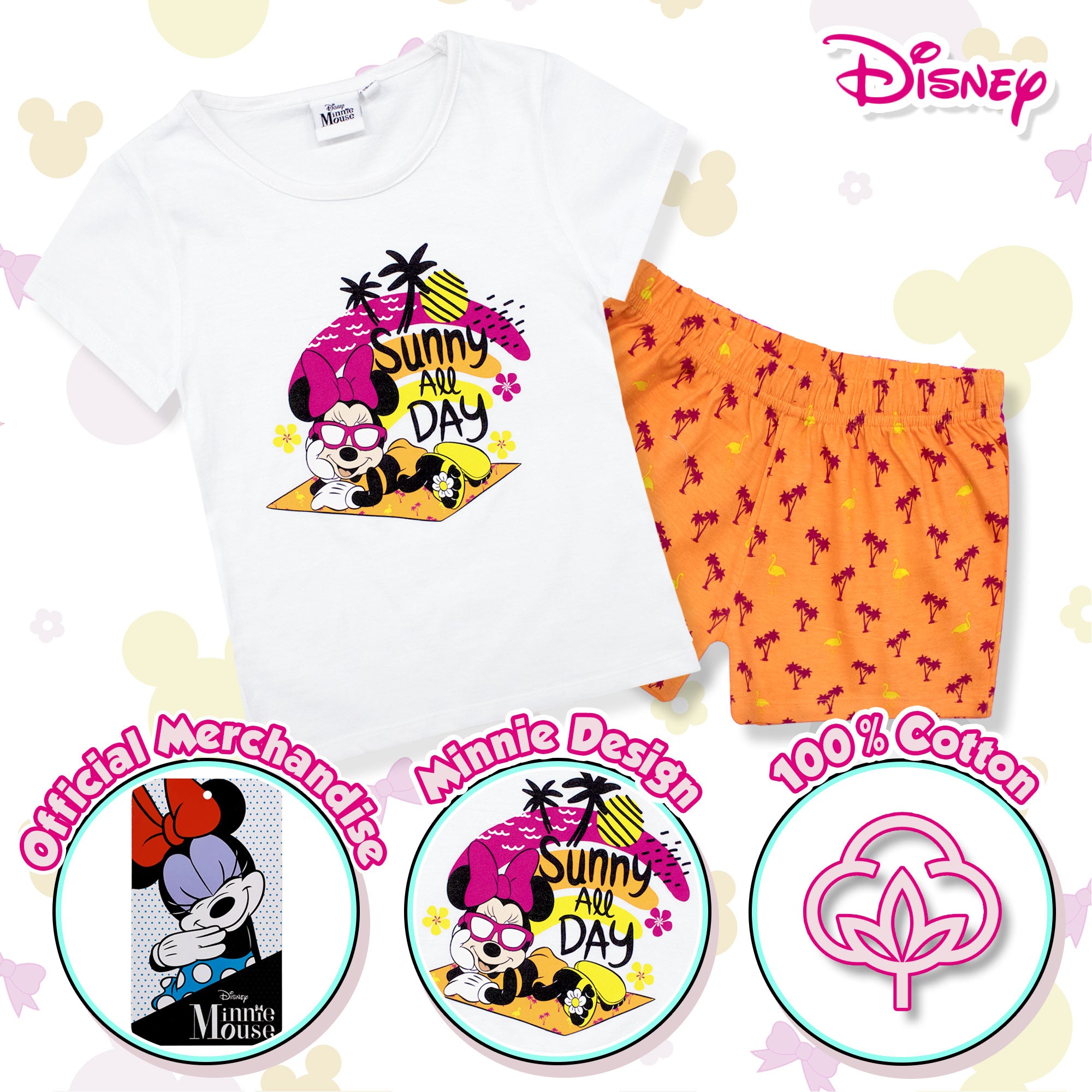 Pigiama bambina Disney Minnie Mouse corto pantaloncino in cotone stampato 6791