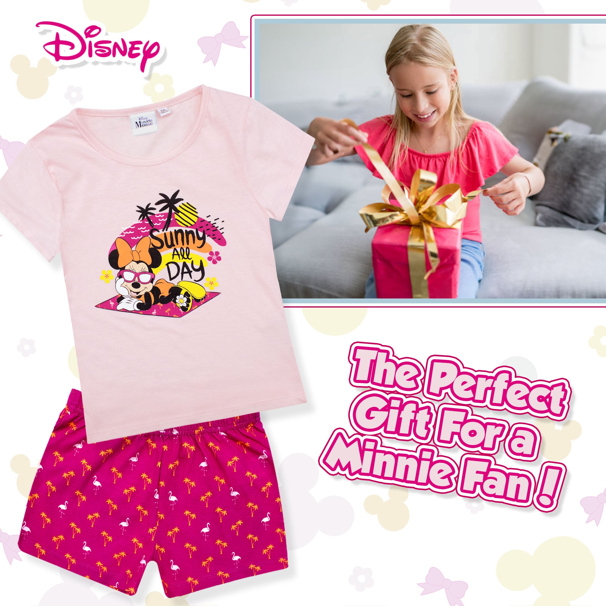 Pigiama bambina Disney Minnie Mouse corto pantaloncino in cotone stampato 6791