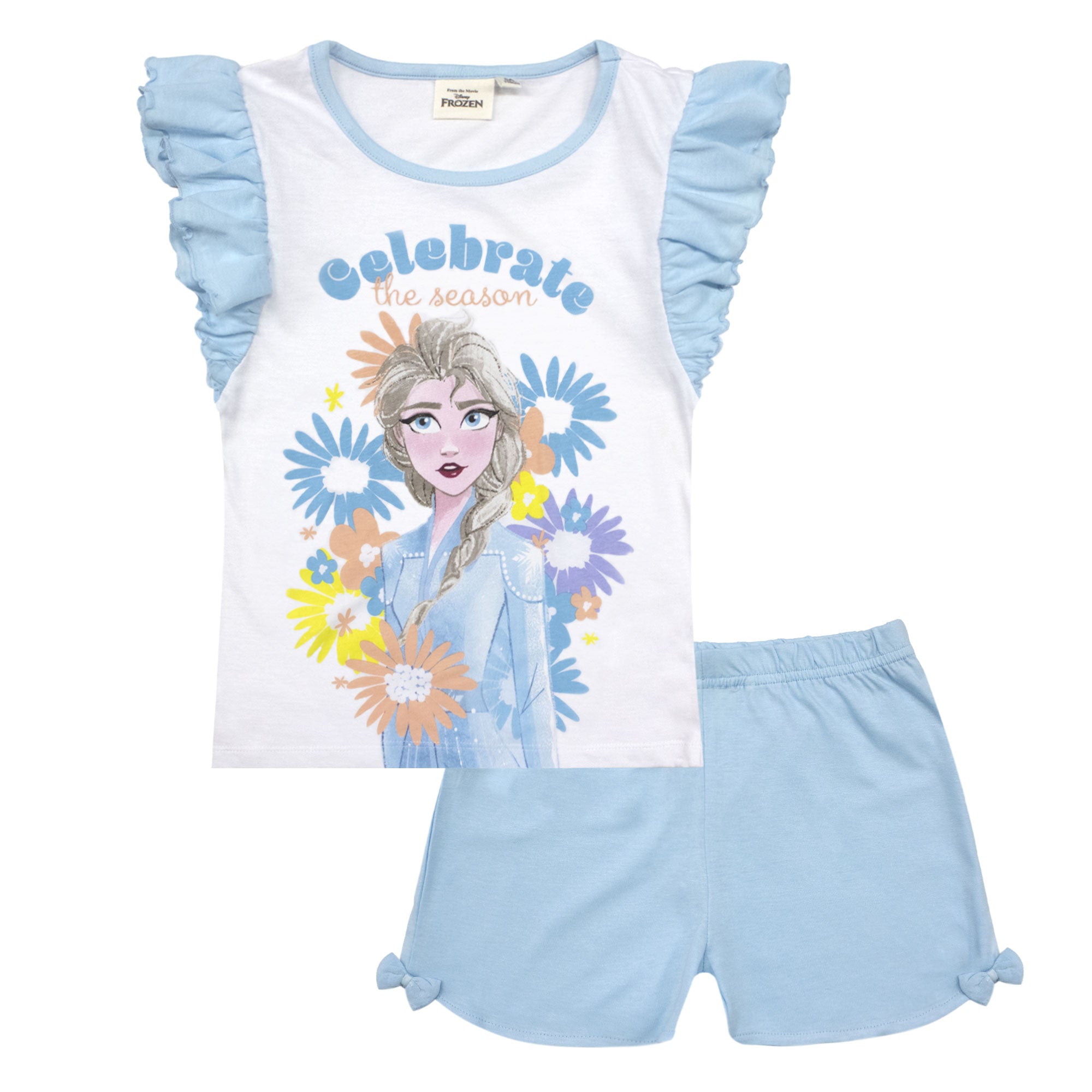 Pigiama bambina Disney Frozen t-shirt e pantalone corto estivo in cotone 6794