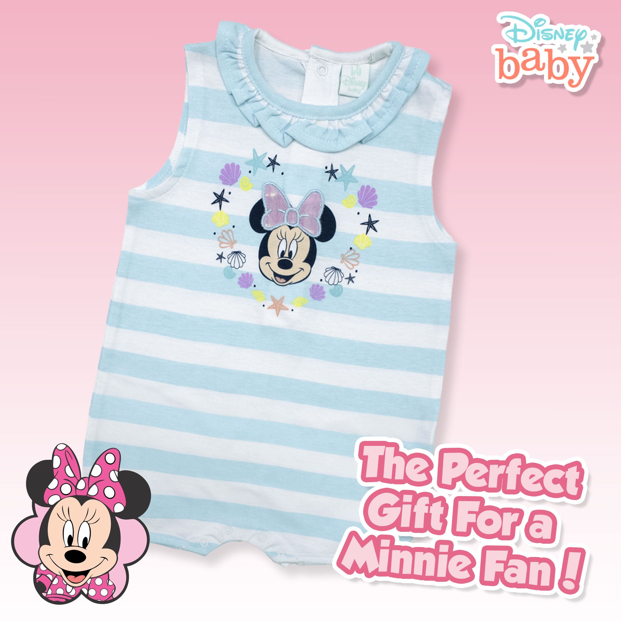 Pagliaccetto Disney neonato Minnie Mouse in cotone estivo per bimba 6796