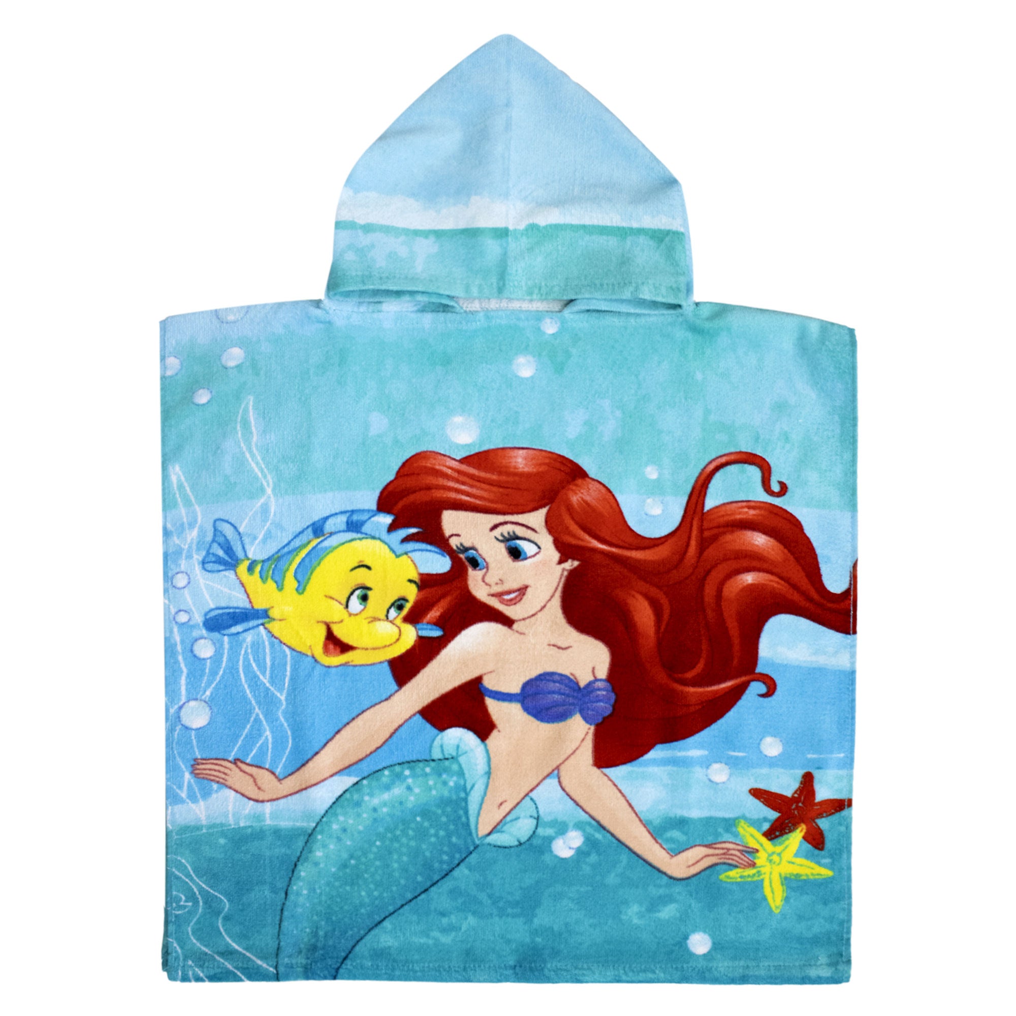 Poncho mare La Sirenetta Ariel in cotone per bambina 50x115cm asciugamano 6801