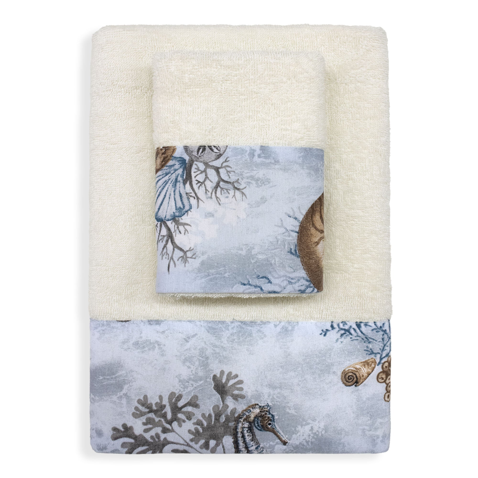 Asciugamani bagno stile marino Set 1+1 in spugna di cotone Viso e Ospite 6822