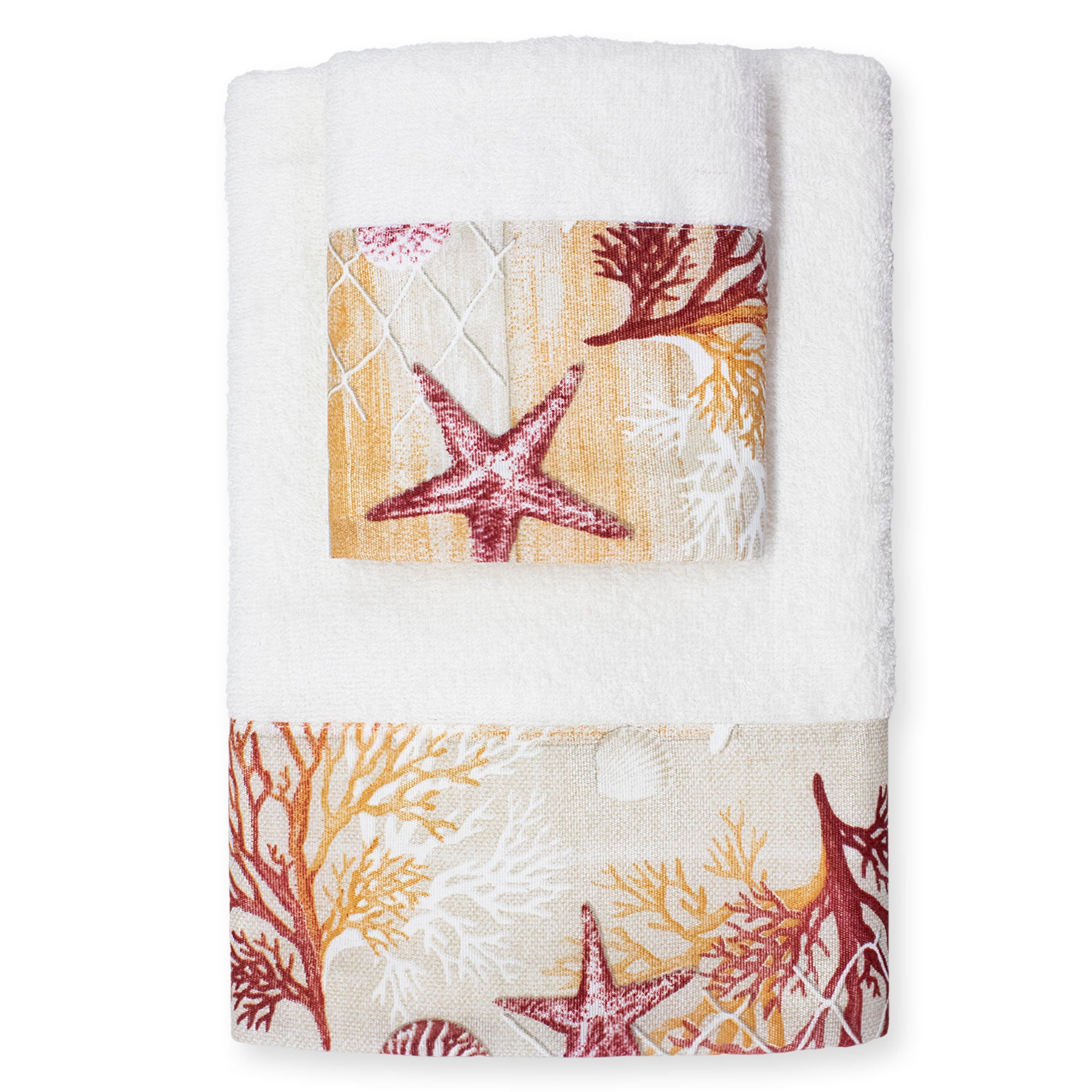 Asciugamani bagno stile marino Set 1+1 in spugna di cotone Viso e Ospite 6822