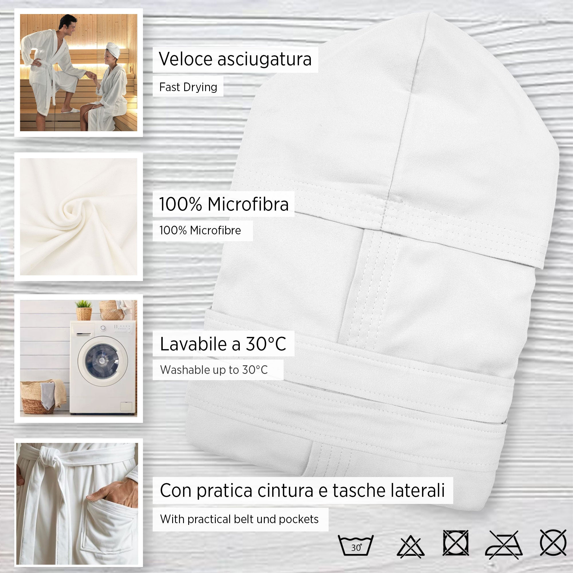 Accappatoio in microfibra unisex uomo donna Fitness Sport Viaggio 6834