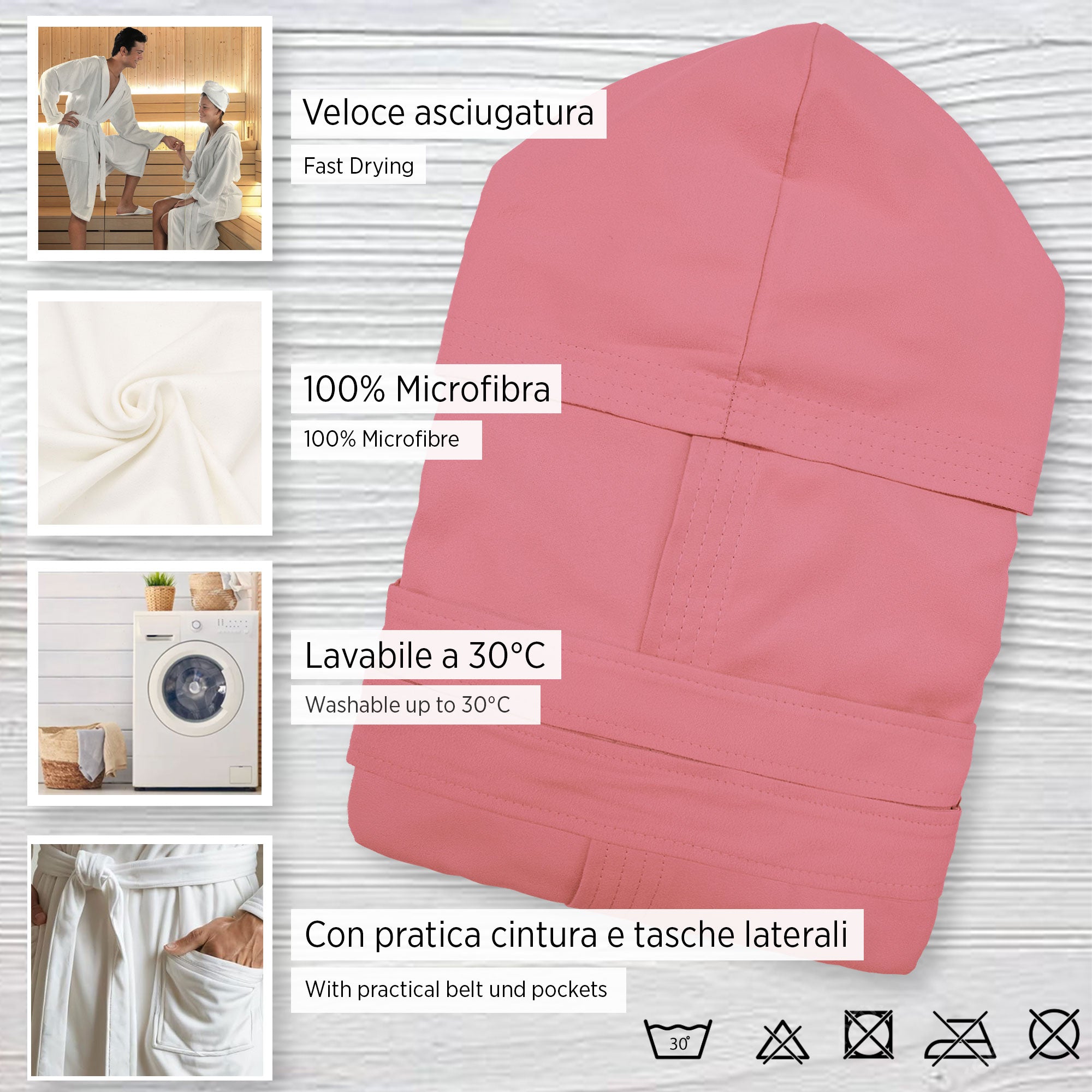 Accappatoio in microfibra unisex uomo donna Fitness Sport Viaggio 6834