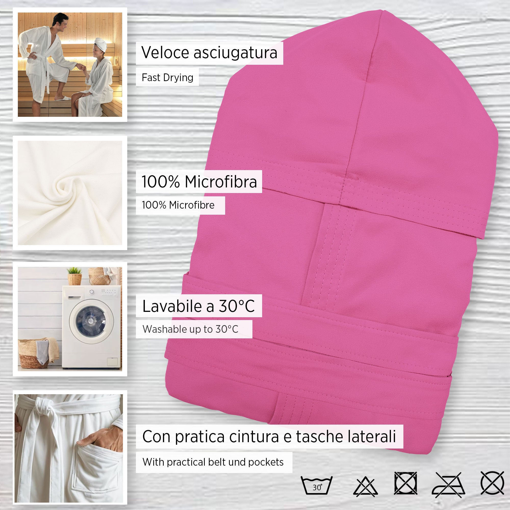 Accappatoio in microfibra unisex uomo donna Fitness Sport Viaggio 6834