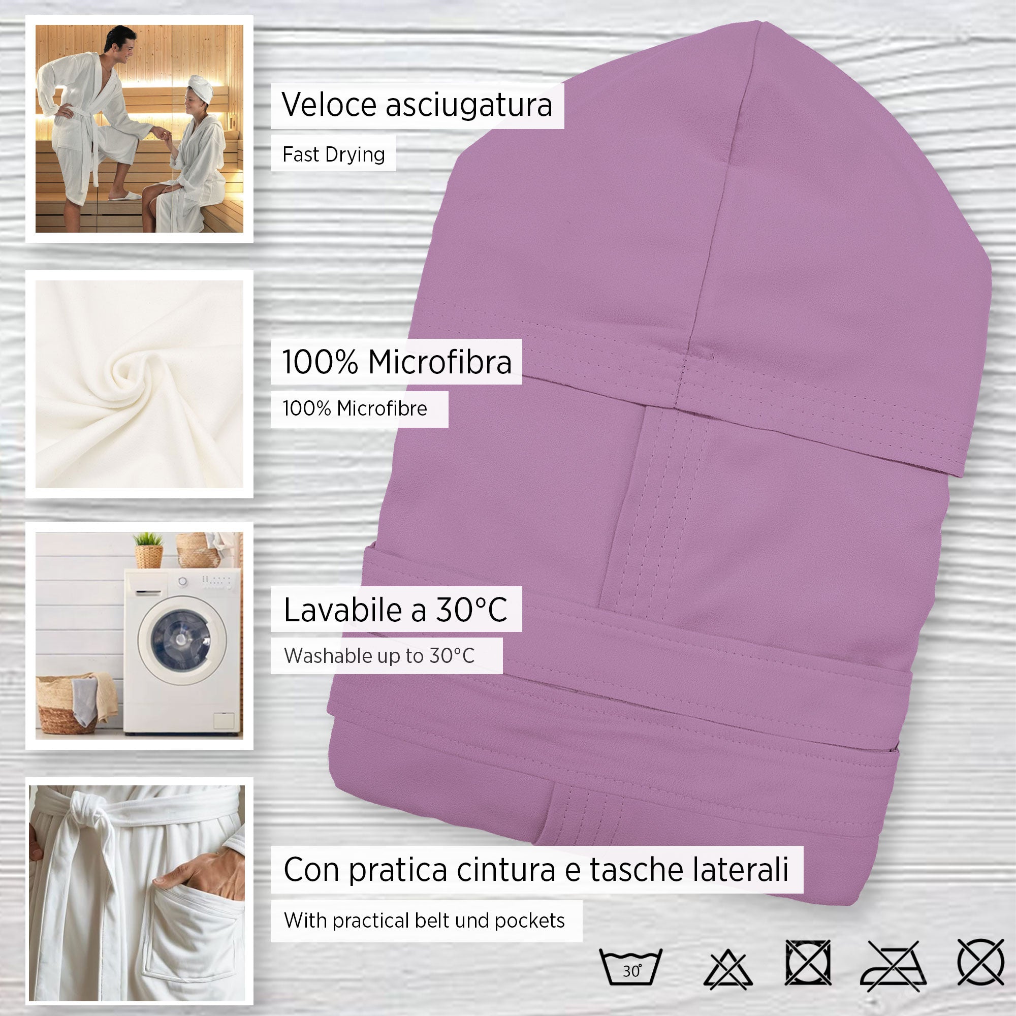 Accappatoio in microfibra unisex uomo donna Fitness Sport Viaggio 6834