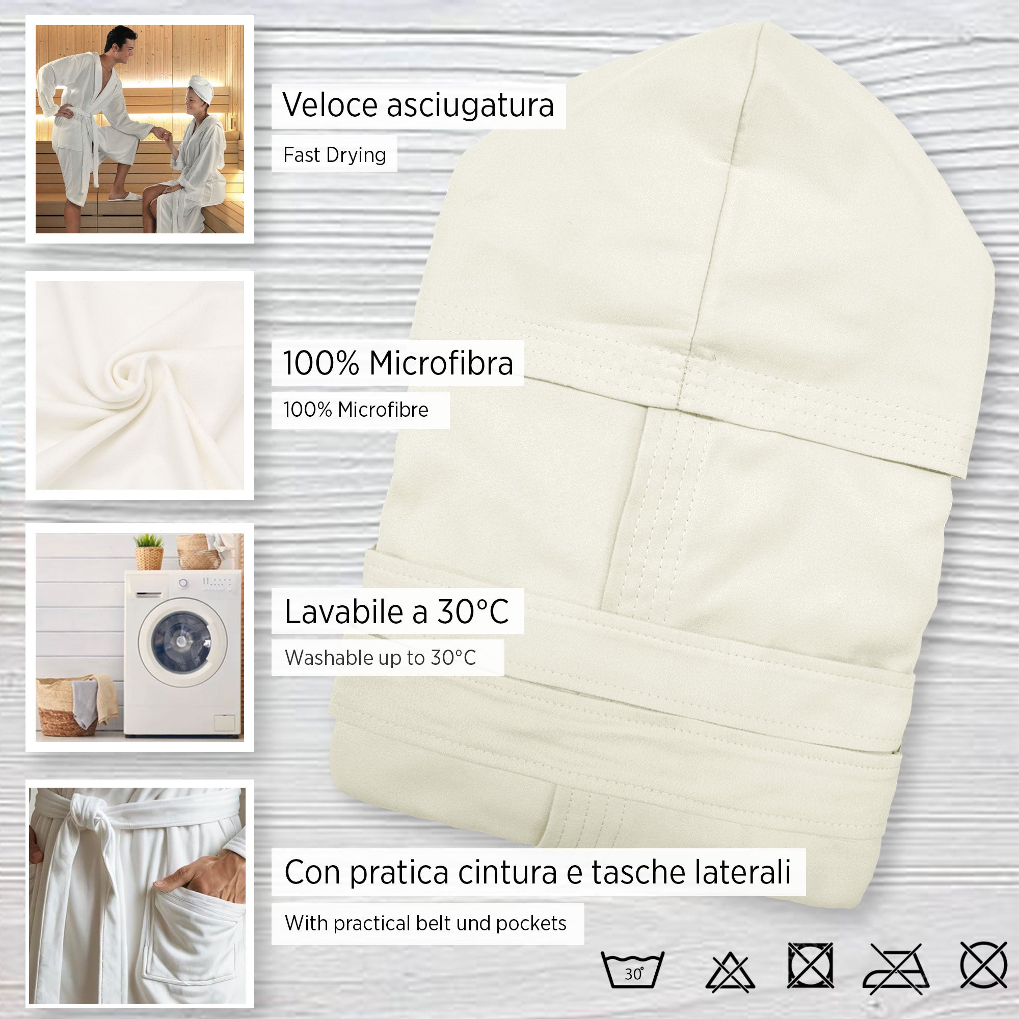 Accappatoio in microfibra unisex uomo donna Fitness Sport Viaggio 6834