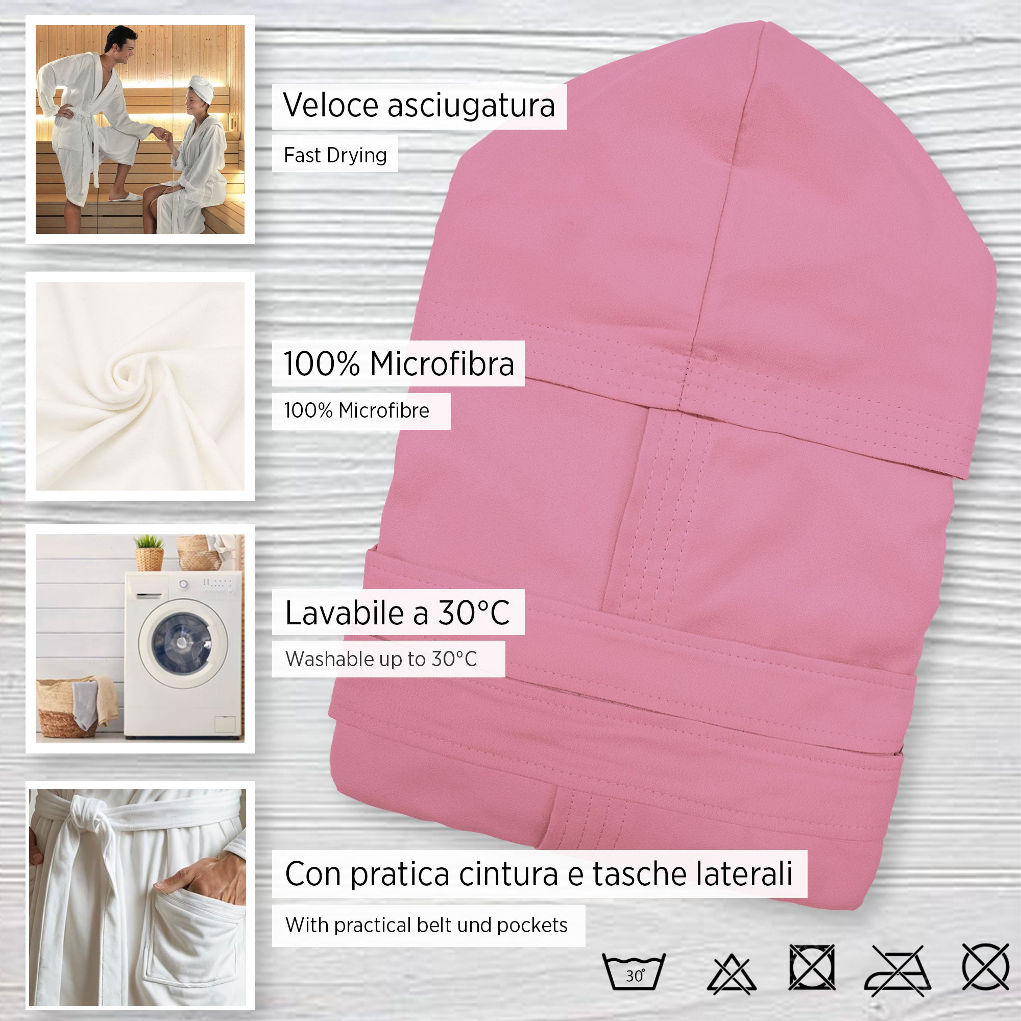 Accappatoio in microfibra unisex uomo donna Fitness Sport Viaggio 6834