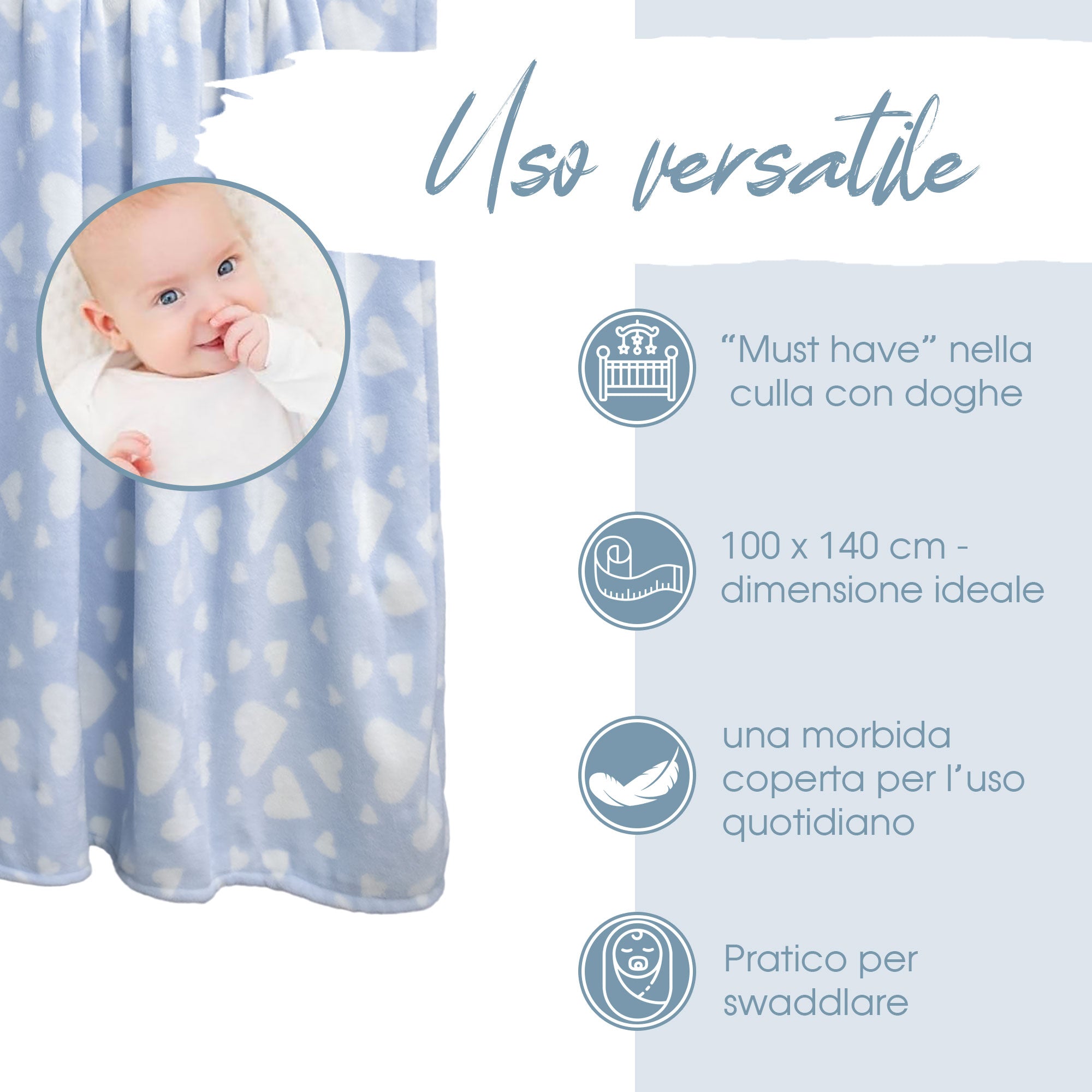 Copertina Neonato Culla Lettino coperta in pile stampata 100x140cm bambini 6854