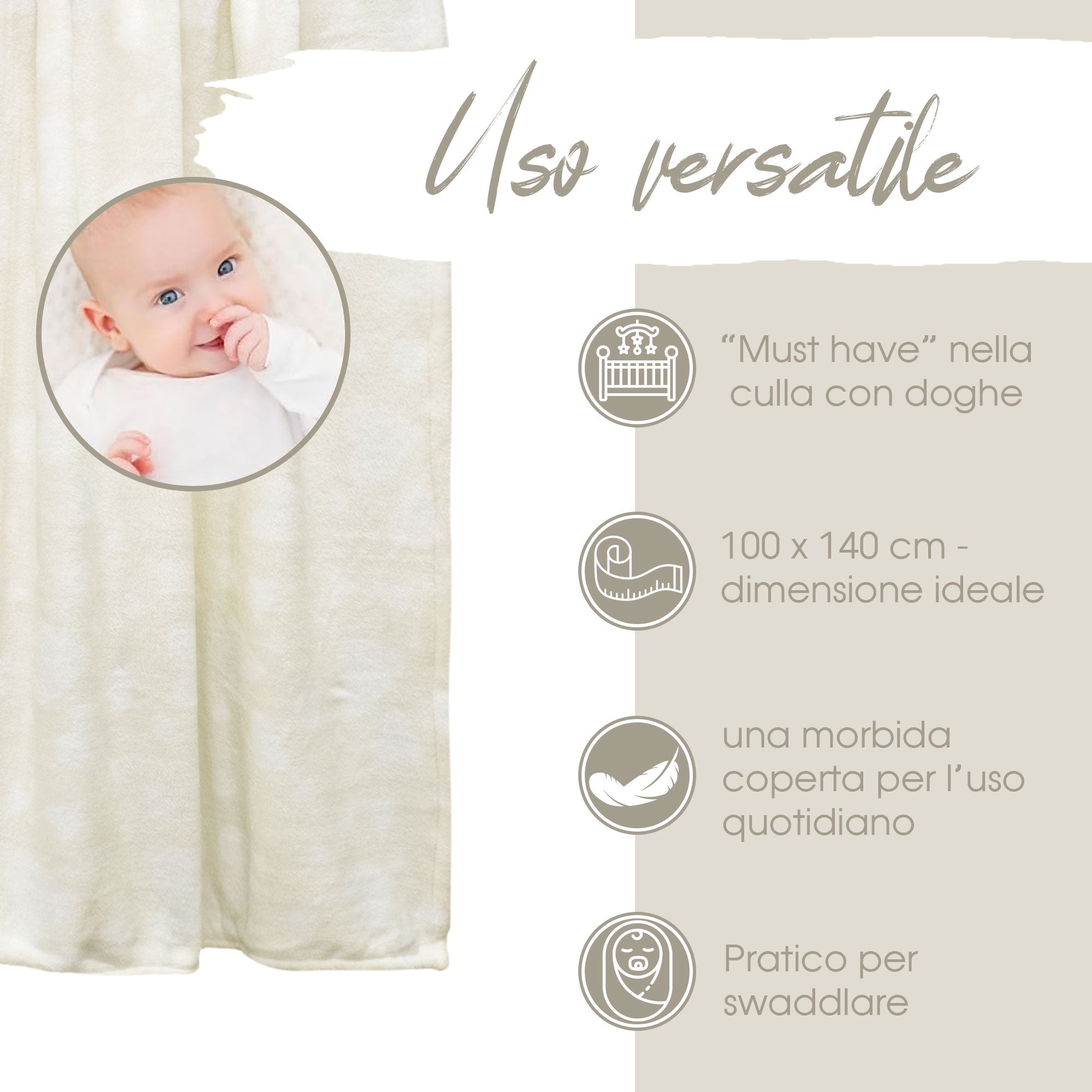 Copertina Neonato Culla Lettino coperta in pile stampata 100x140cm bambini 6854
