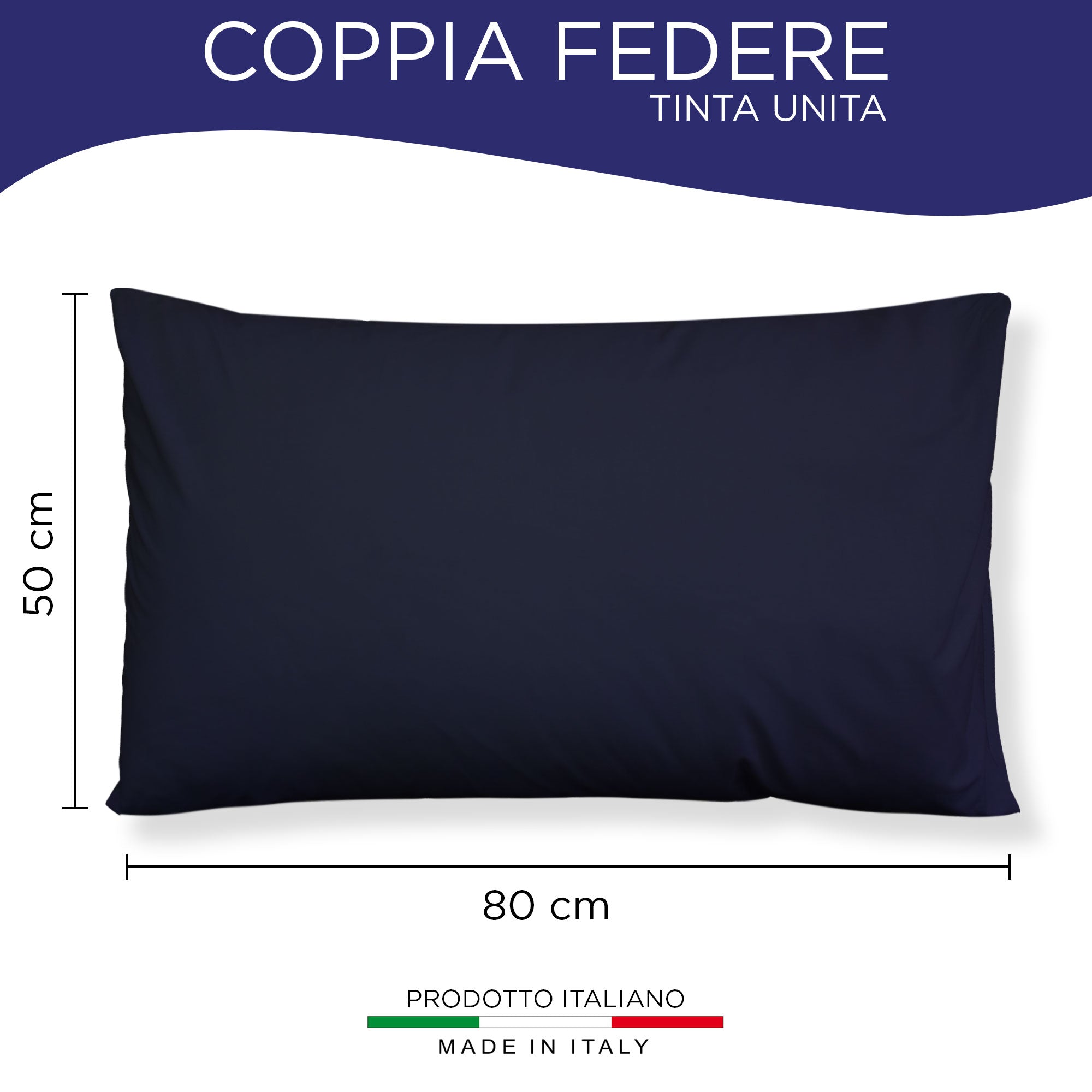 Federe Cuscino In Cotone Percalle Made In Italy - Coppia, 50x80 Cm, Bianco - Foto 4