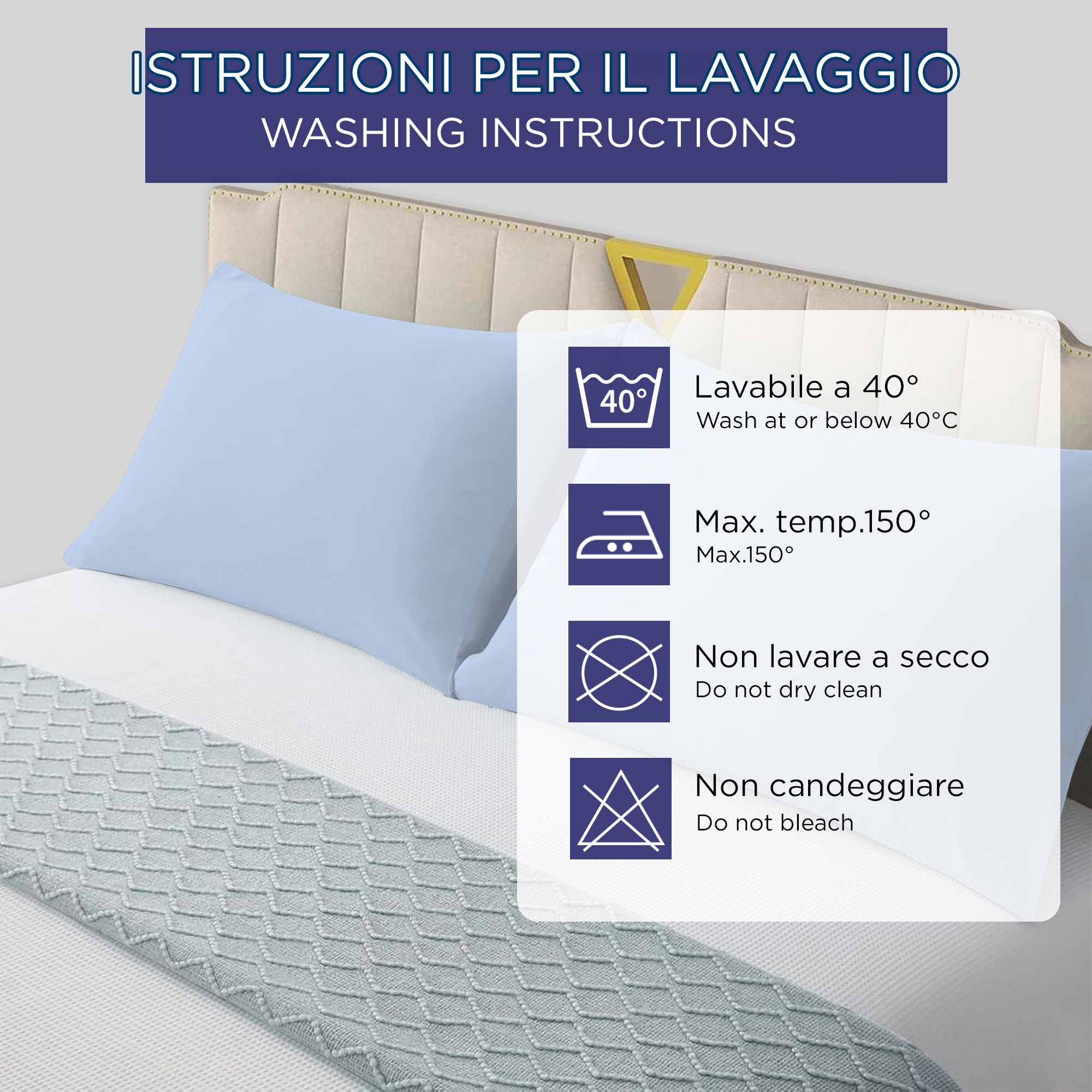 4 Federe Per Cuscini Quadrati In Cotone - 60x60 Cm, Colore Blu Lago, Con Cerniera Nascosta (Solo Federe)