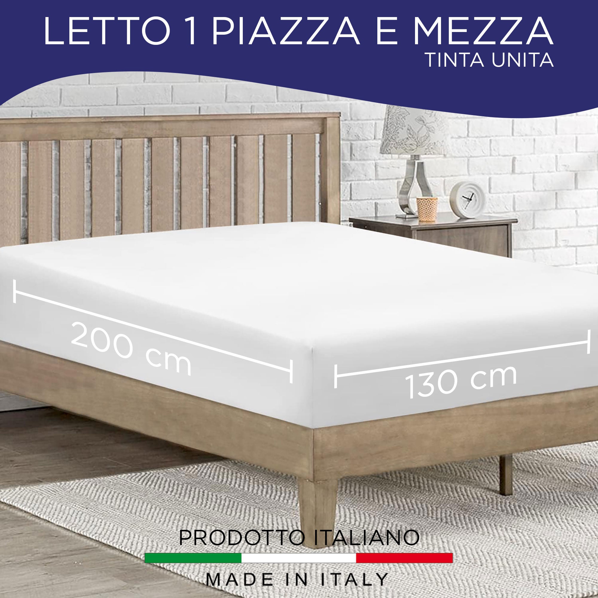 Lenzuolo sotto con angoli elasticizzati una piazza e mezza in tinta unita 6862