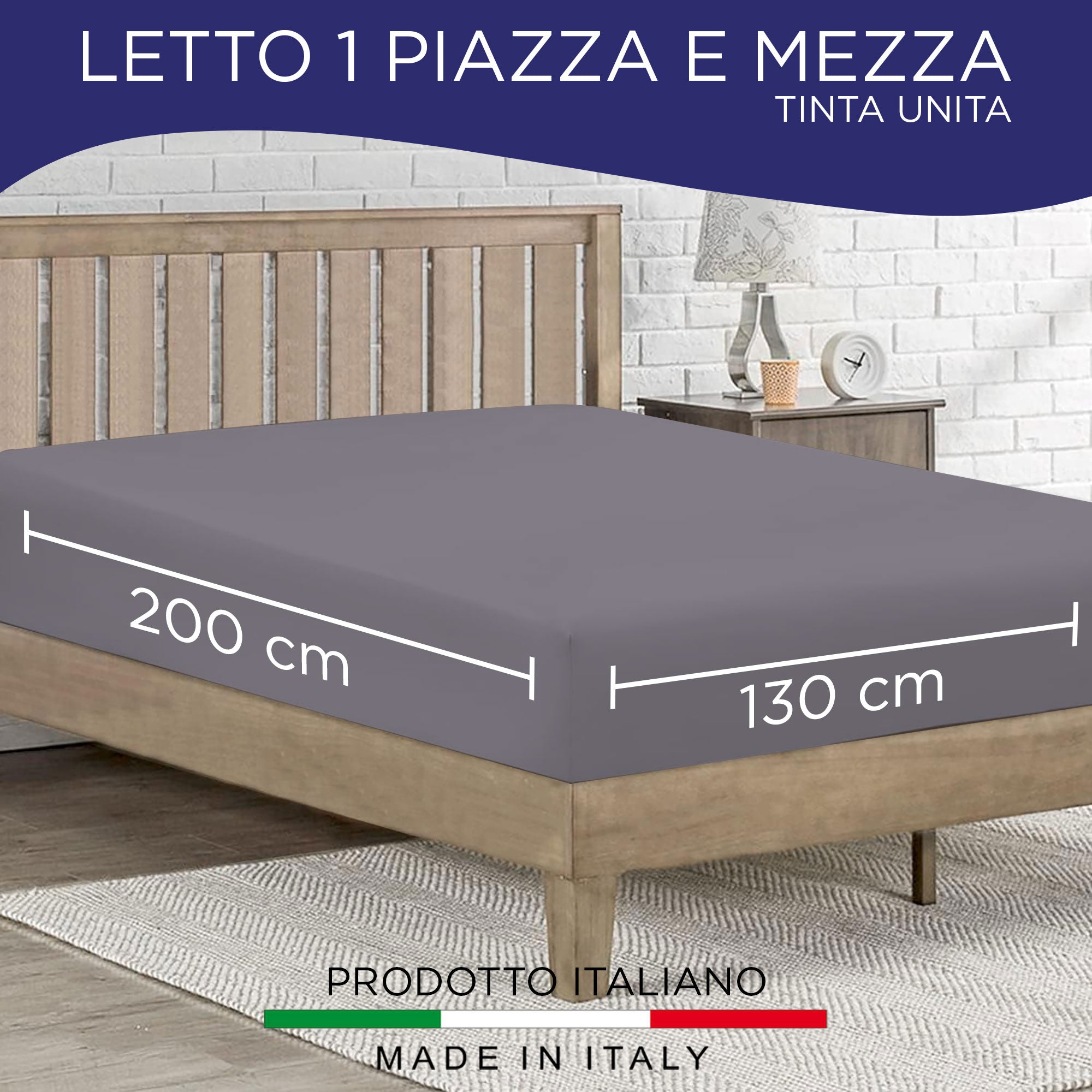 Lenzuolo sotto con angoli elasticizzati una piazza e mezza in tinta unita 6862