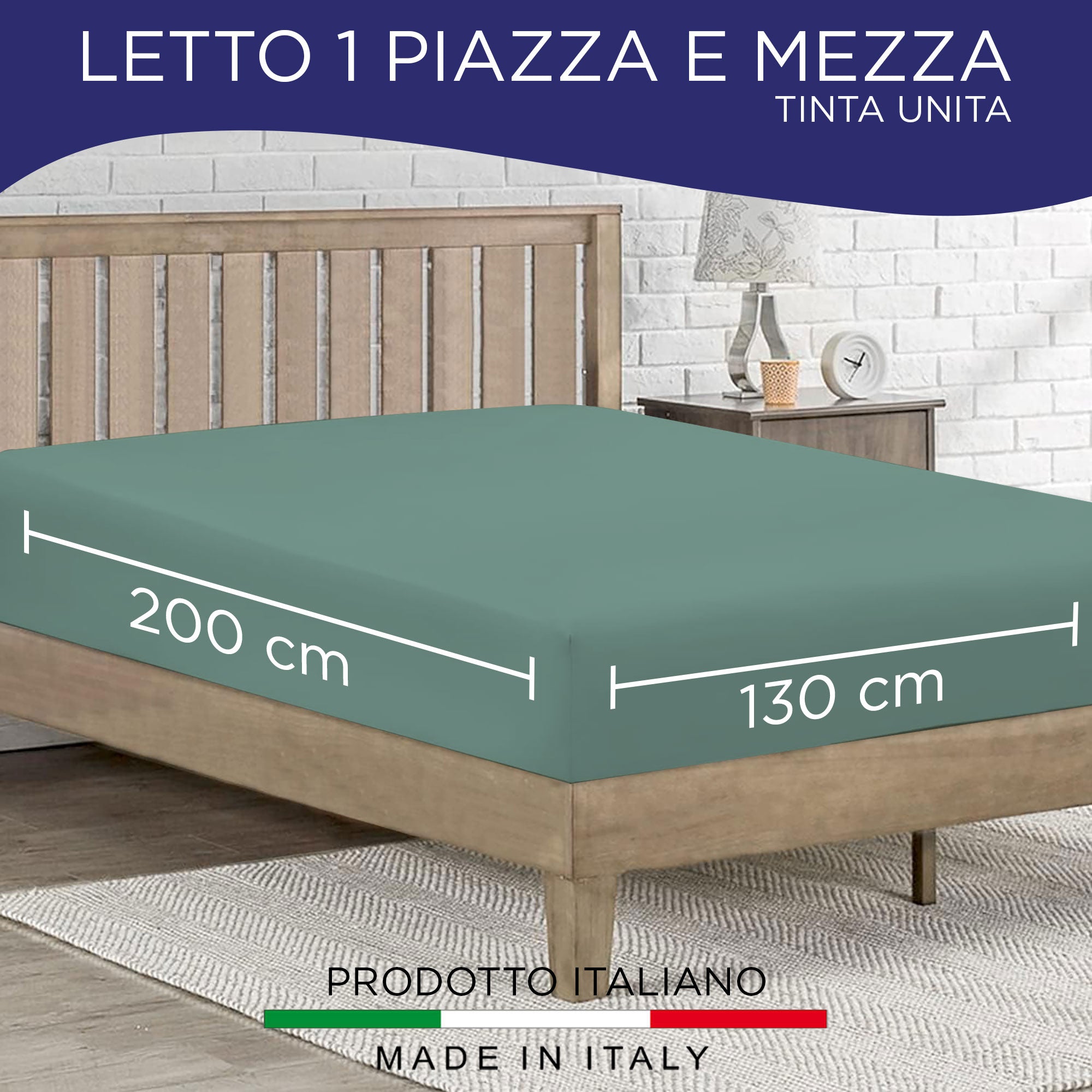 Lenzuolo sotto con angoli elasticizzati una piazza e mezza in tinta unita 6862