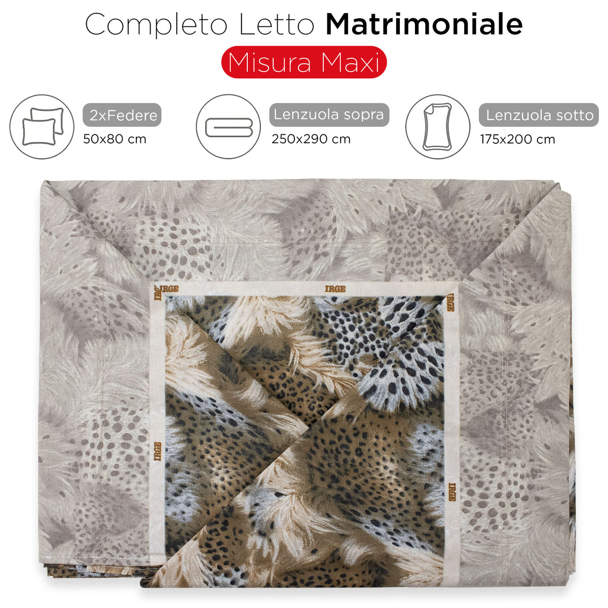 Completo Lenzuola leopardato letto matrimoniale lenzuolo maculato Animalier 6864