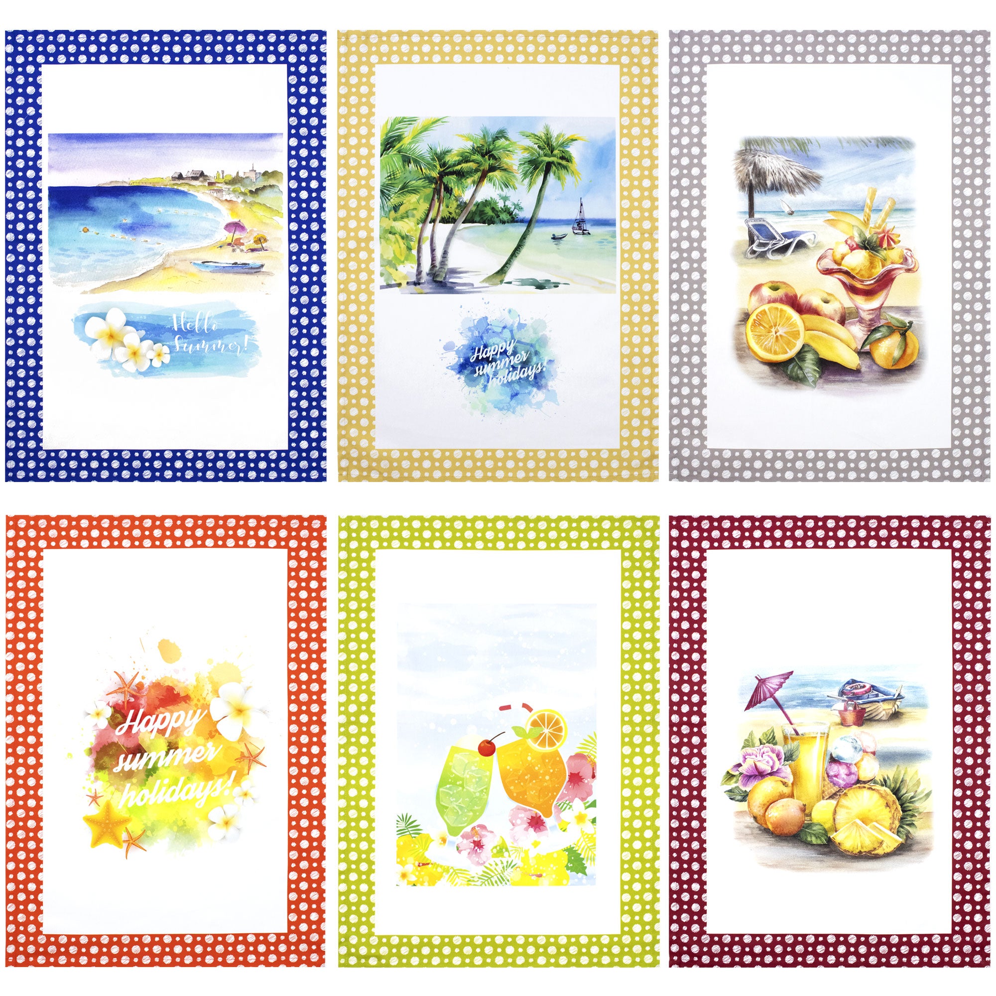 Set 6 Strofinacci cucina estivi canovacci estate in cotone 6866