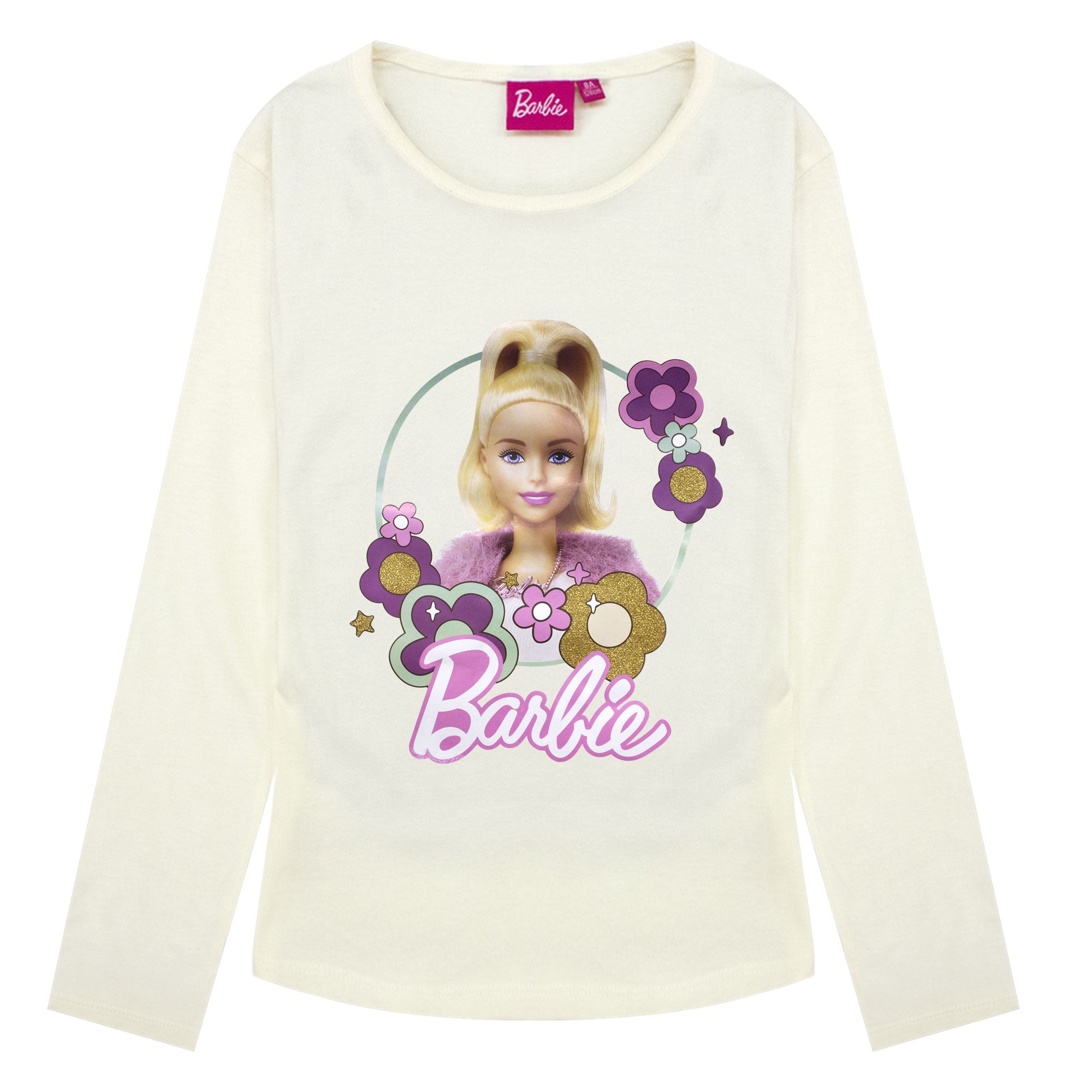 Maglietta Barbie per bambina maglia maniche lunghe in cotone